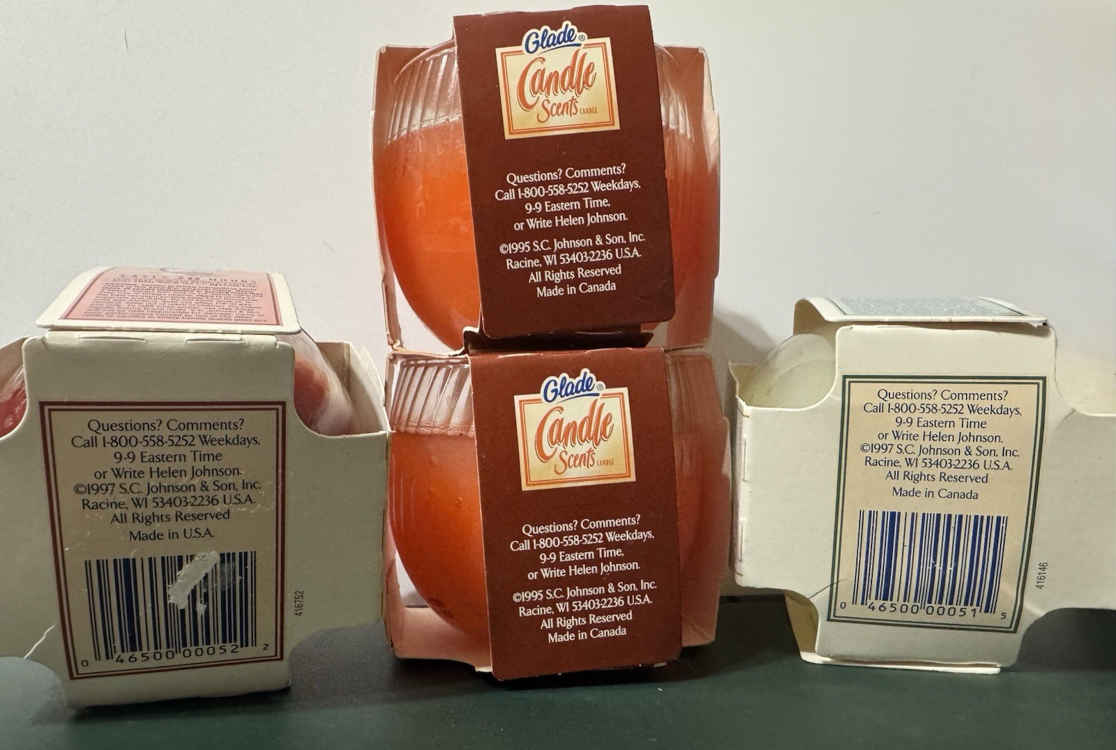 NOS/HTF! Glade Scents Bayberry/Peach/Apple Cinnamon Candles~4 oz~Canada and USA