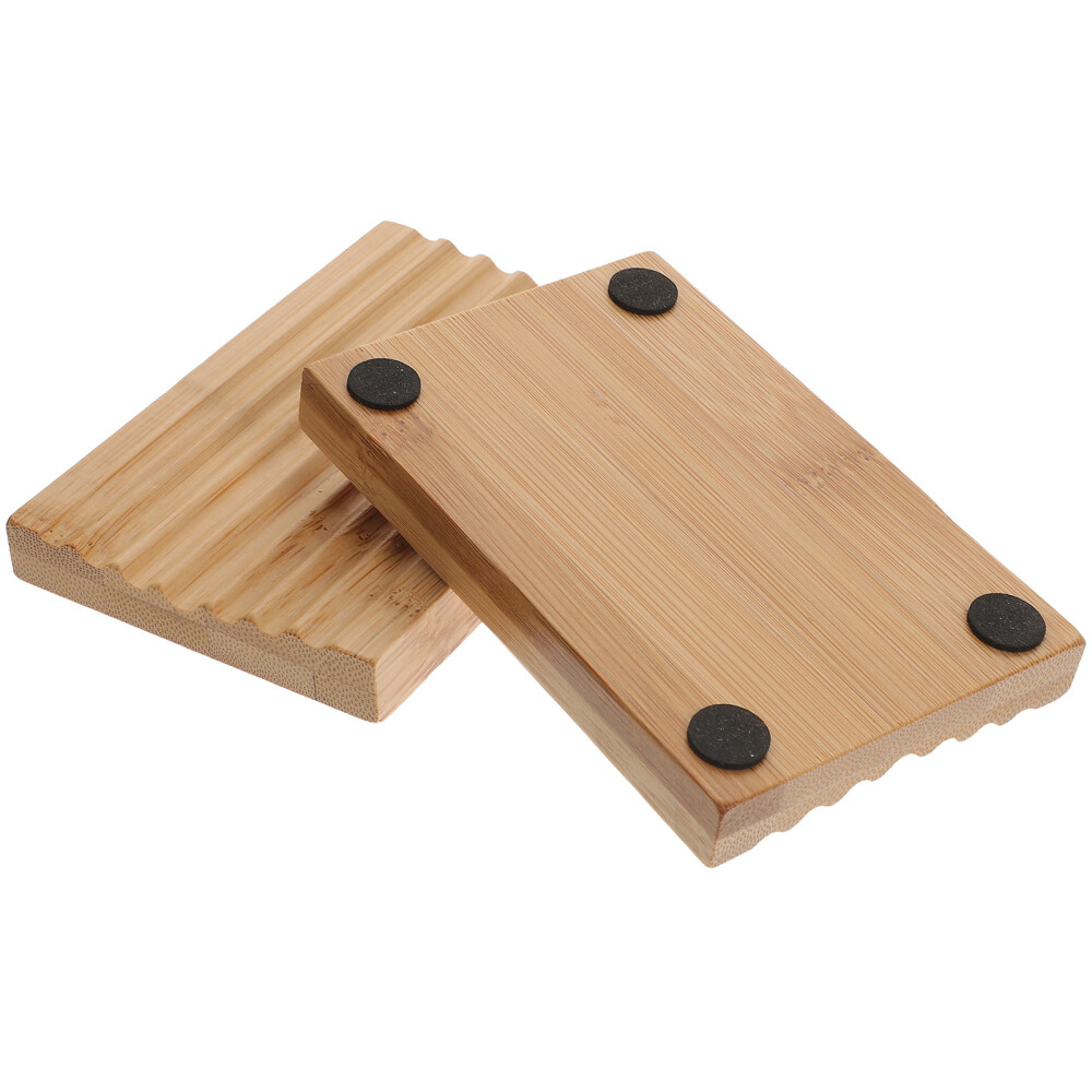 2pcs Tray Bamboo Dish Soap Holder Bamboo Soap Dish Bar Soap Holder