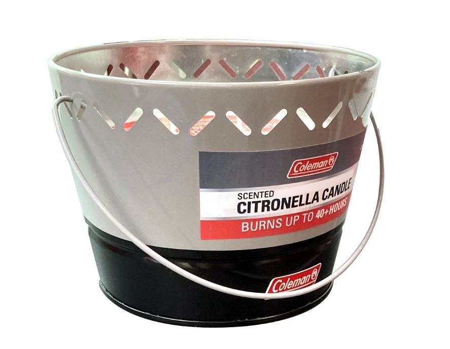 Coleman Brand Triple Wick Citronella Candle 20oz 2-Tone Bucket, Gray/Black
