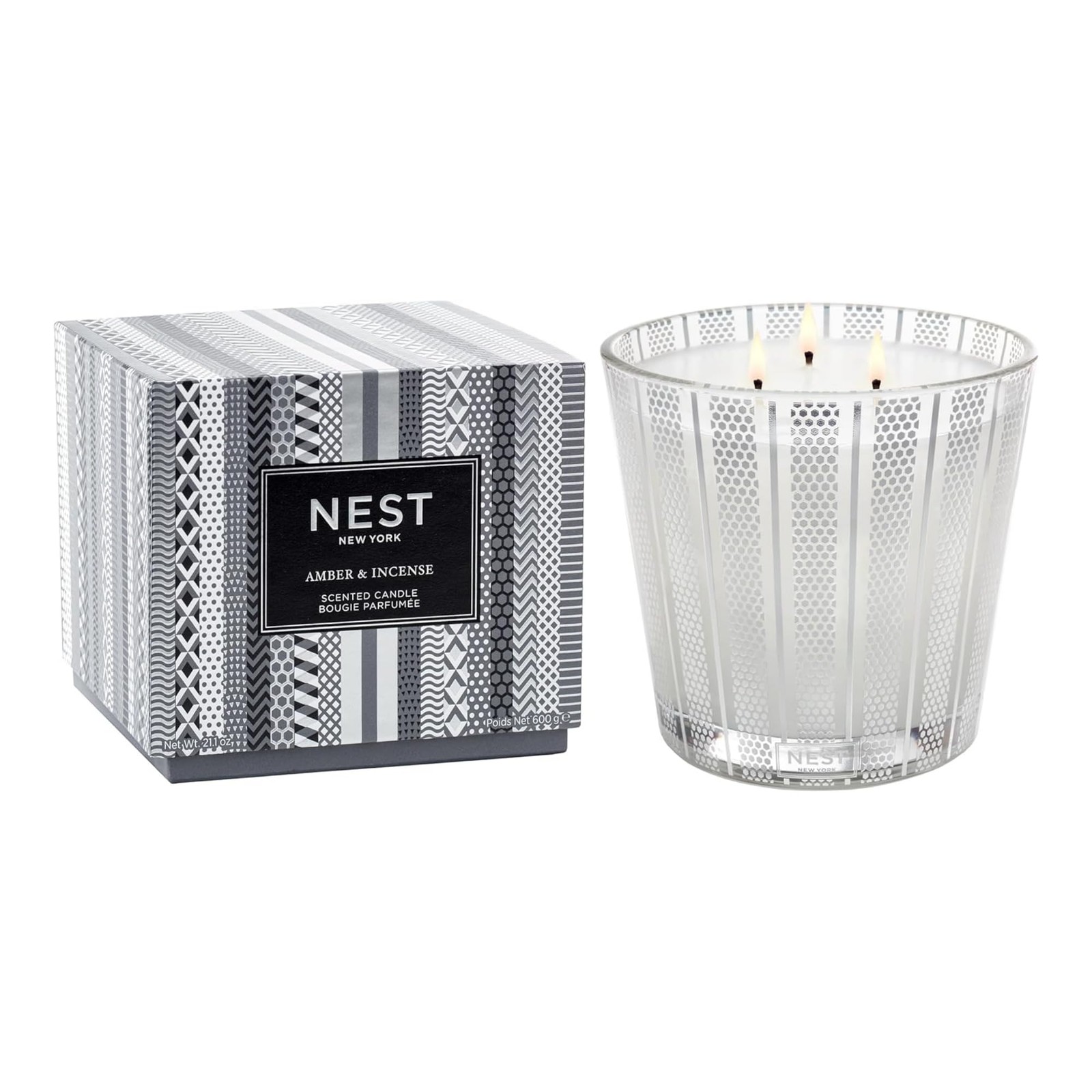 Scented 3-Wick Candle, Amber & Incense – 21.2 oz – Up to 100-Hour Burn Time -…