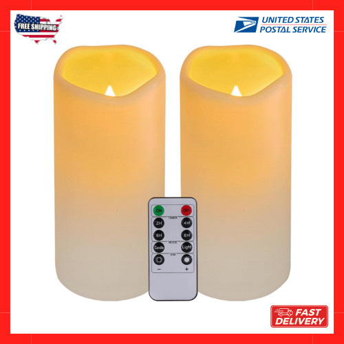LED Candles With 10-Key Remote Timer Flickering Flameless Outdoor Indoor 2 Pack