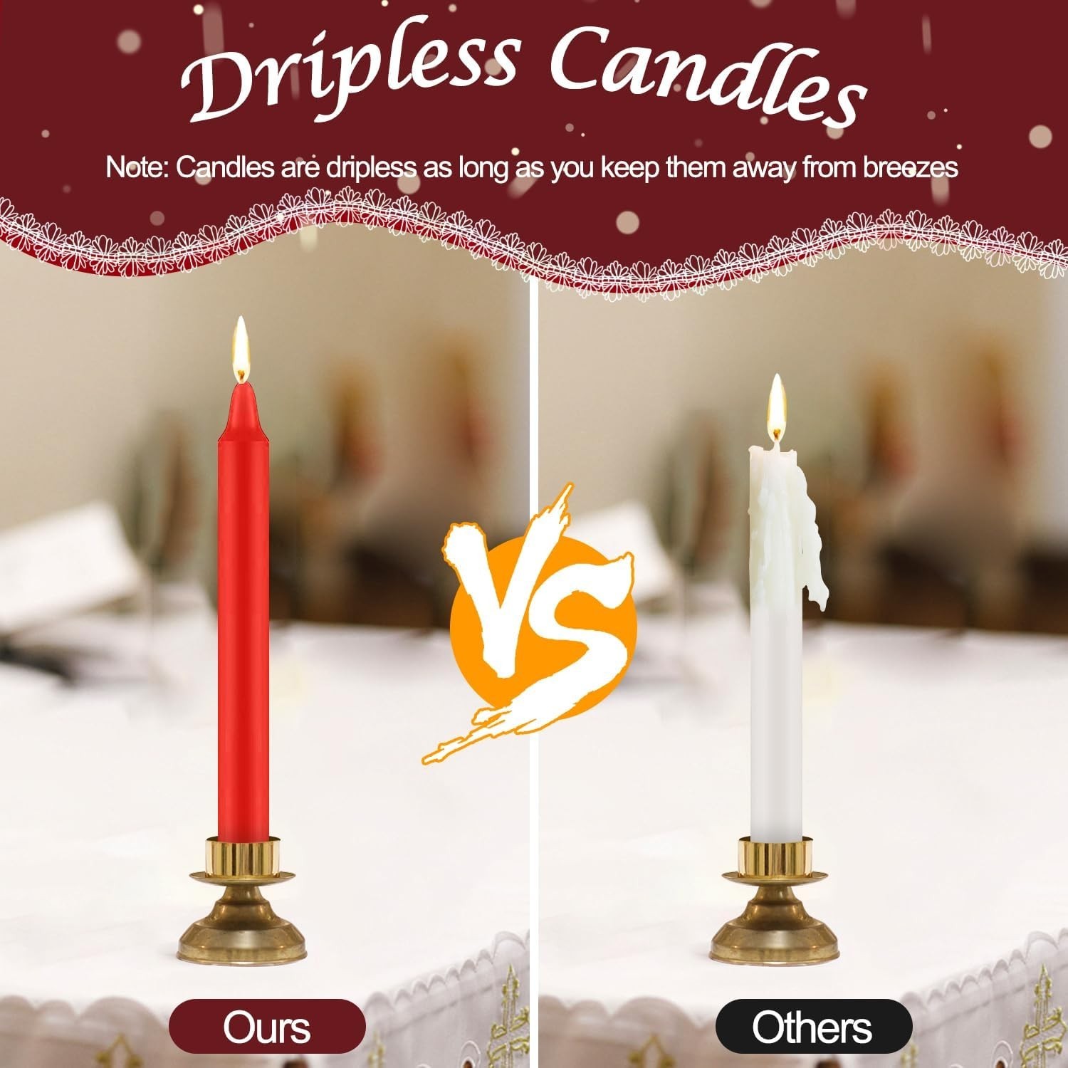 24-Pack of 4-Inch Red Unscented Taper Candles – Perfect for Spiritual Practices