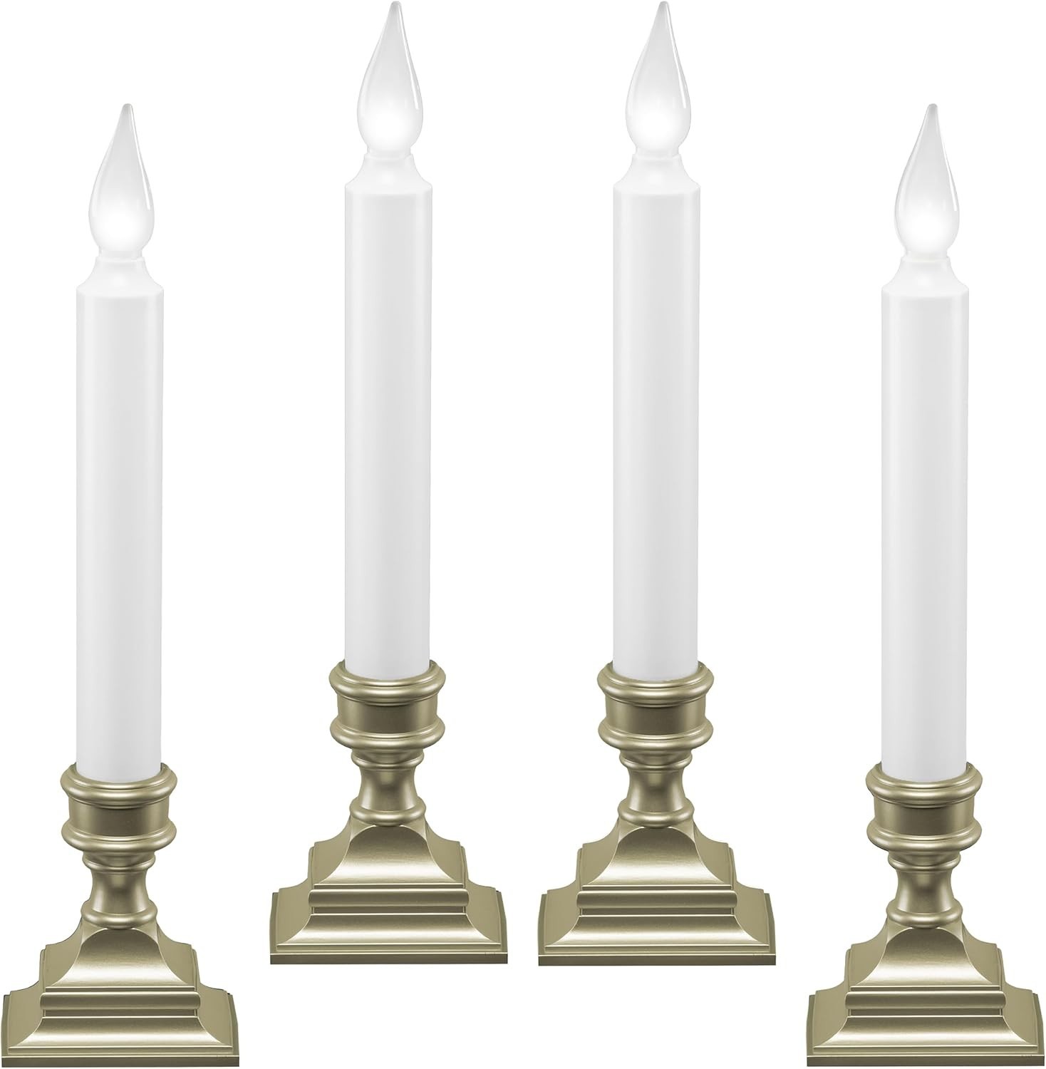 Bright LED Window Candles with Timer – Cordless & Stylish Pewter Finish – 4 Pack