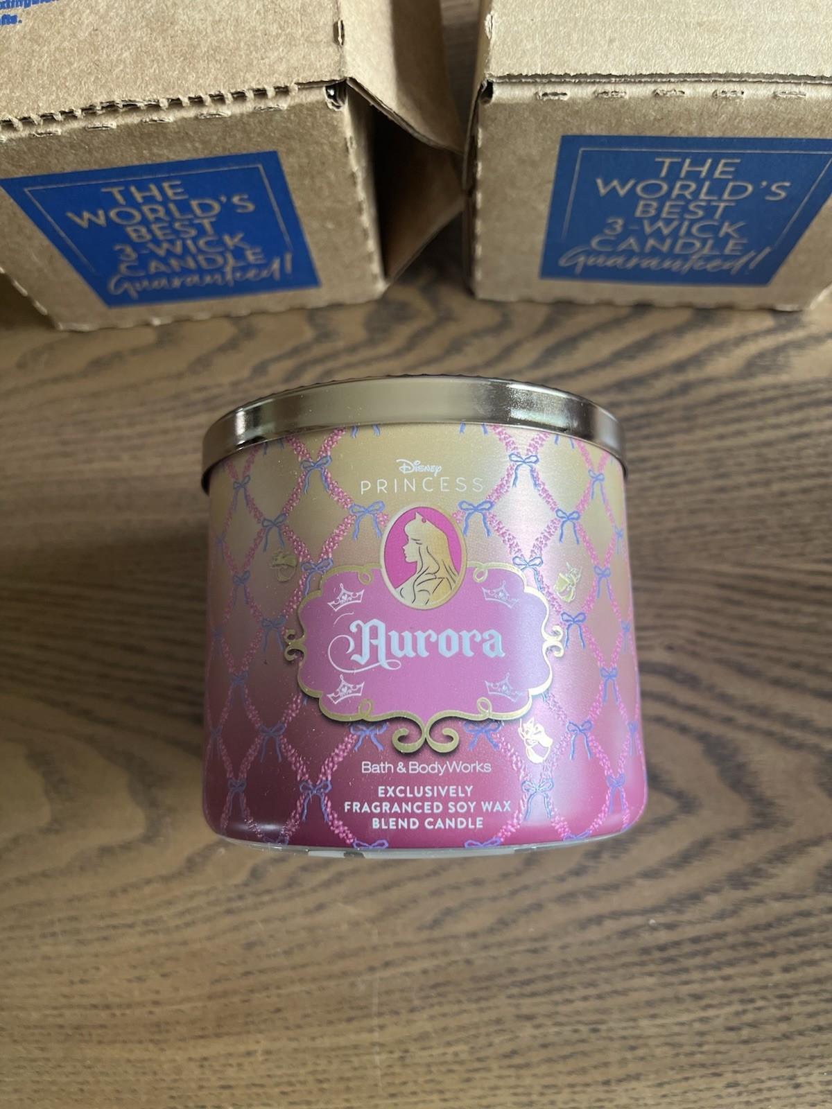 Bath & Body Works Disney Princess Aurora Crown Top 3 Wick Candle Brand New