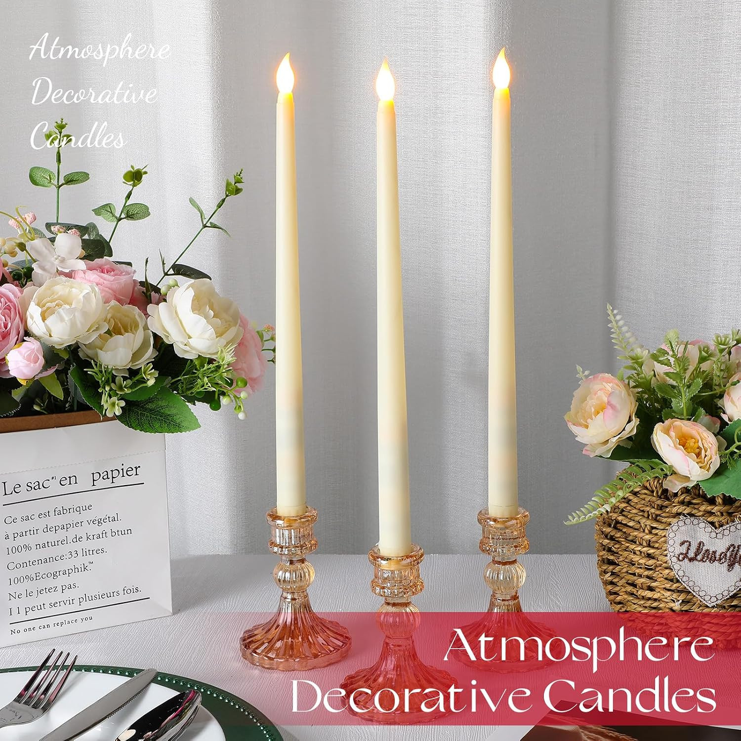 24 Pcs 12.4 Inch LED Flameless Taper Candles Battery Operated Candles