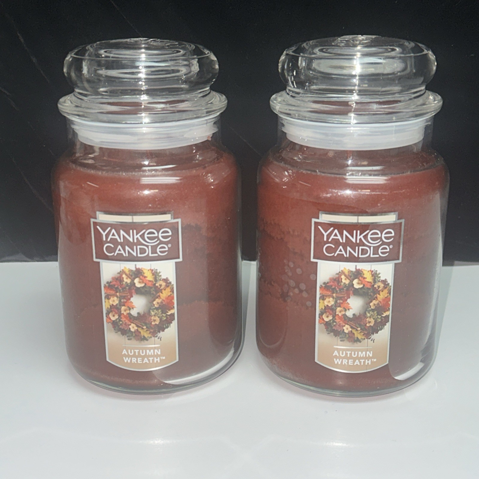 LOT OF 2-NEW-Yankee Candle AUTUMN WREATH Large Jar 22oz
