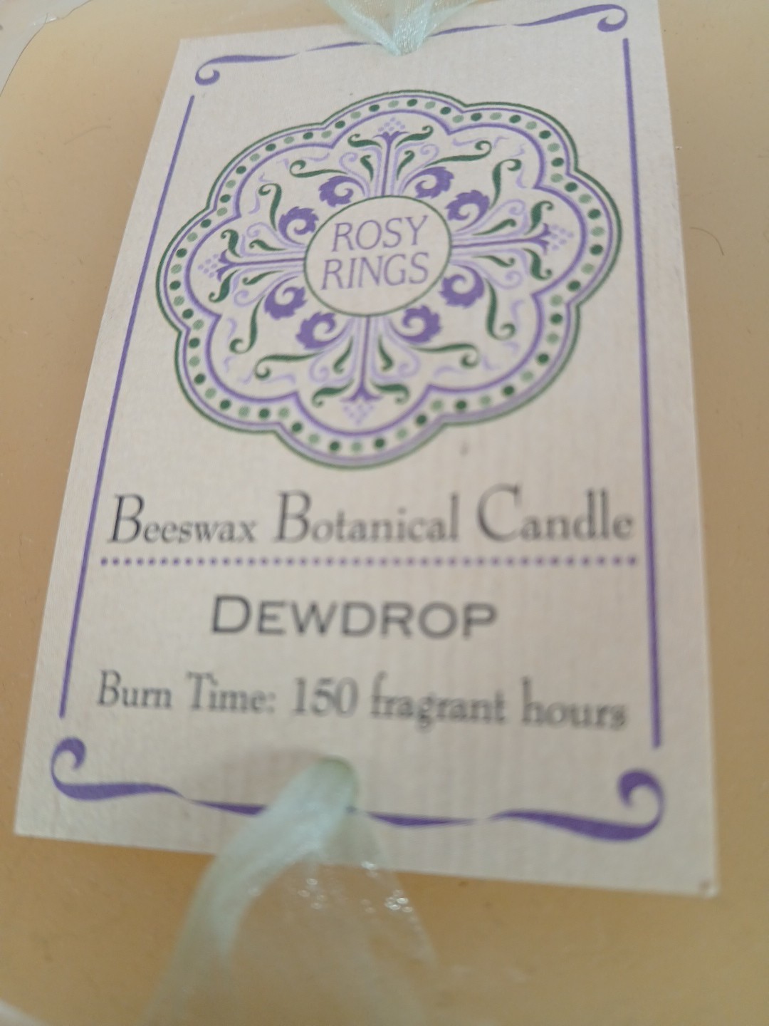 NEW Rosy Rings Square Botanical “Dewdrop” Candle 150 Hours