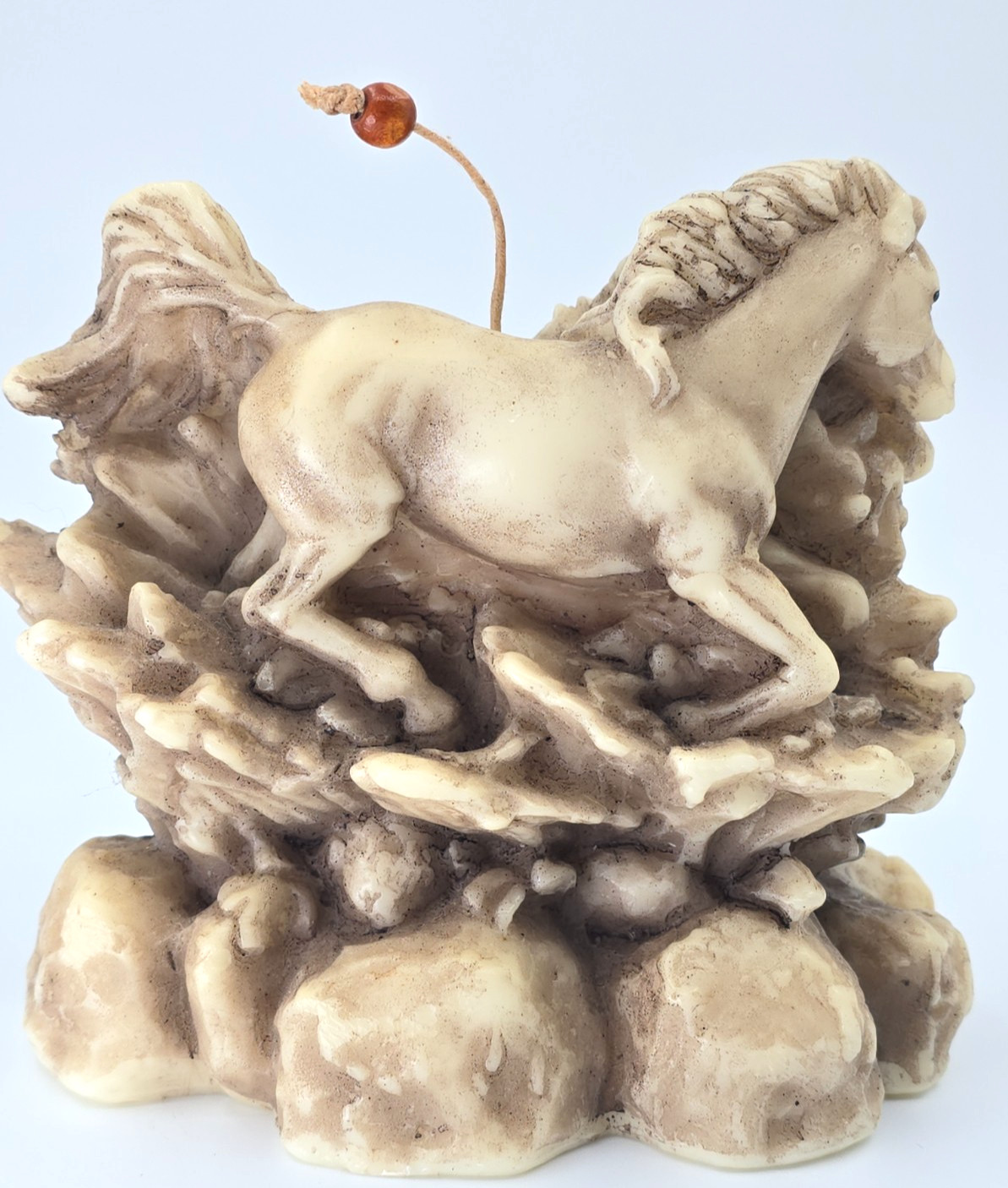 Lava Candle Art 3D Horses Splashing Sculpted Pillar Country Western Rodeo Unused