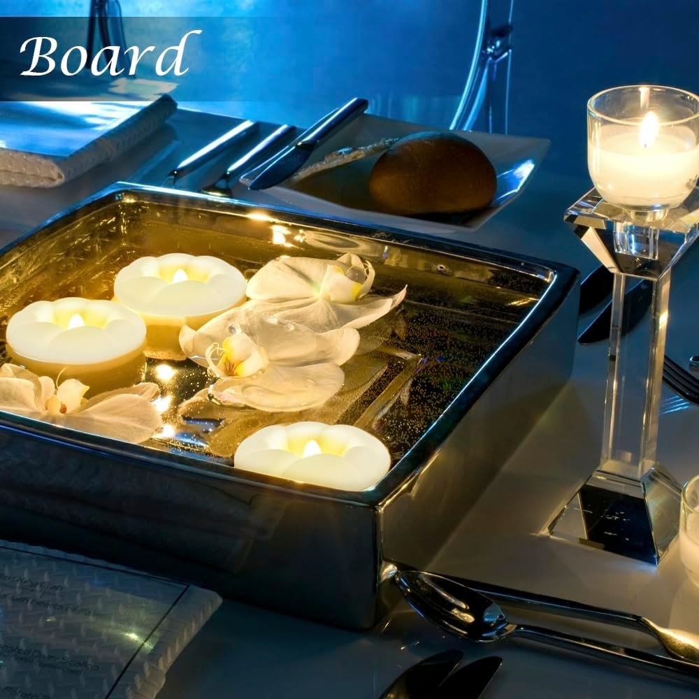 White Flameless LED Floating Candles, Waterproof, Battery Operated, 6 Pack