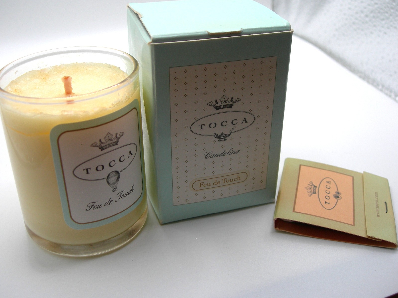 Vintage Tocca Candelina Feu de Touch Candle & Matchbook Set 2.85 gr 20 hour burn