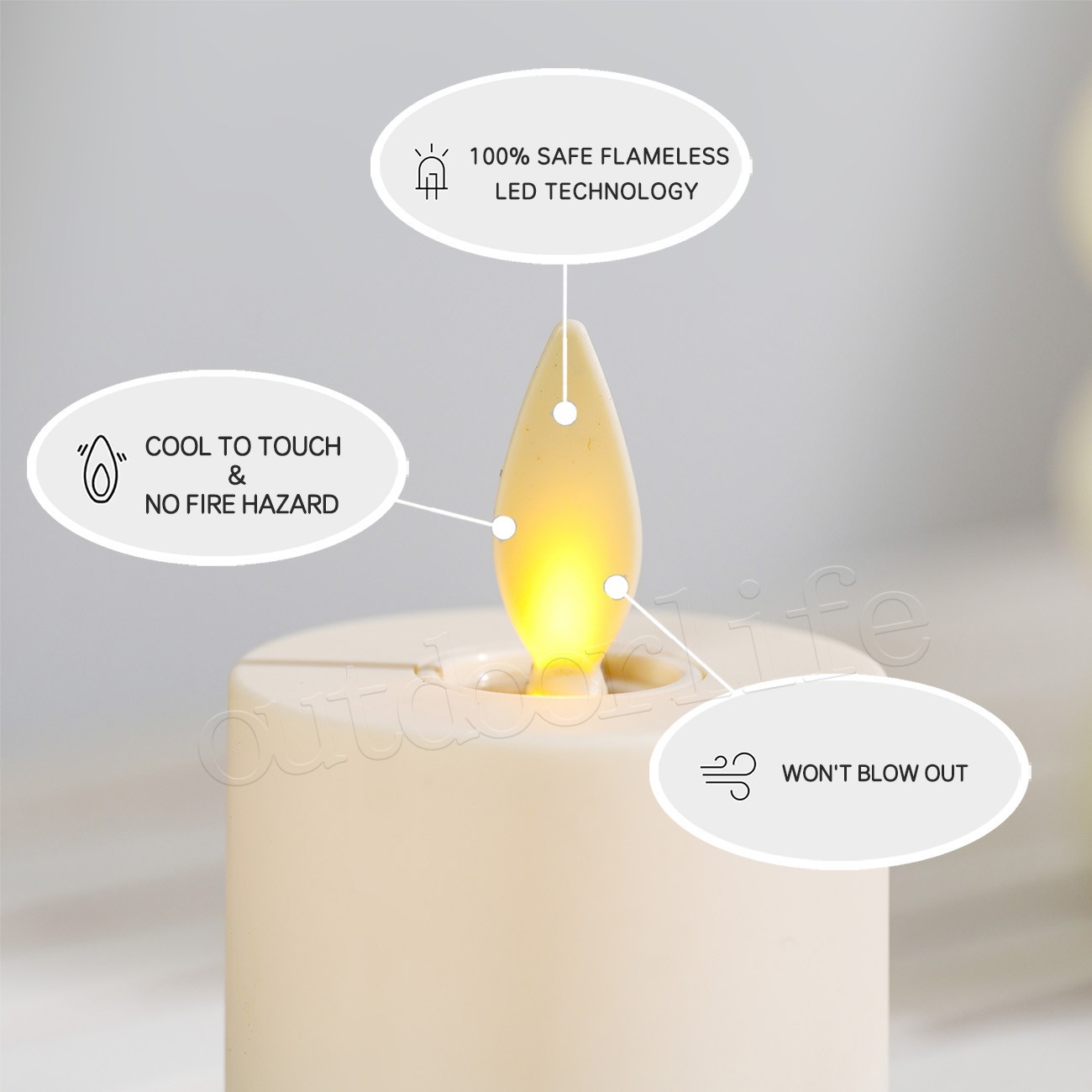 Set of 2 Luminara Flameless Votive LED Candles Ivory with Remote Moving Wick