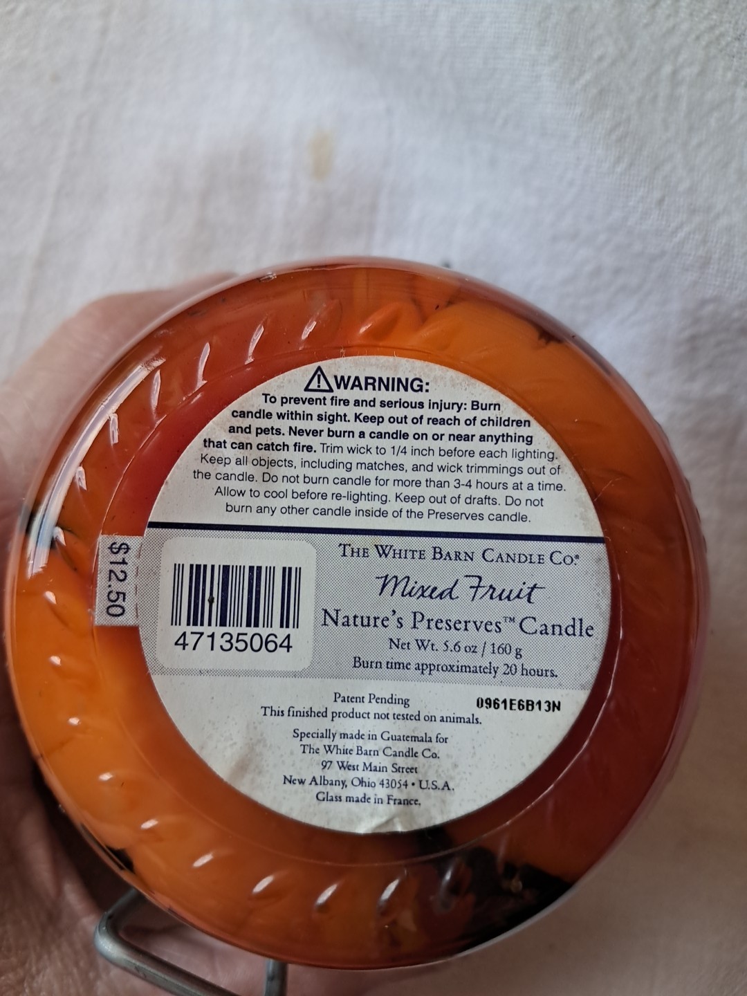 Vintage White Barn Mixed Fruit Nature’s Preserves Candle 5.6 Oz Made In France