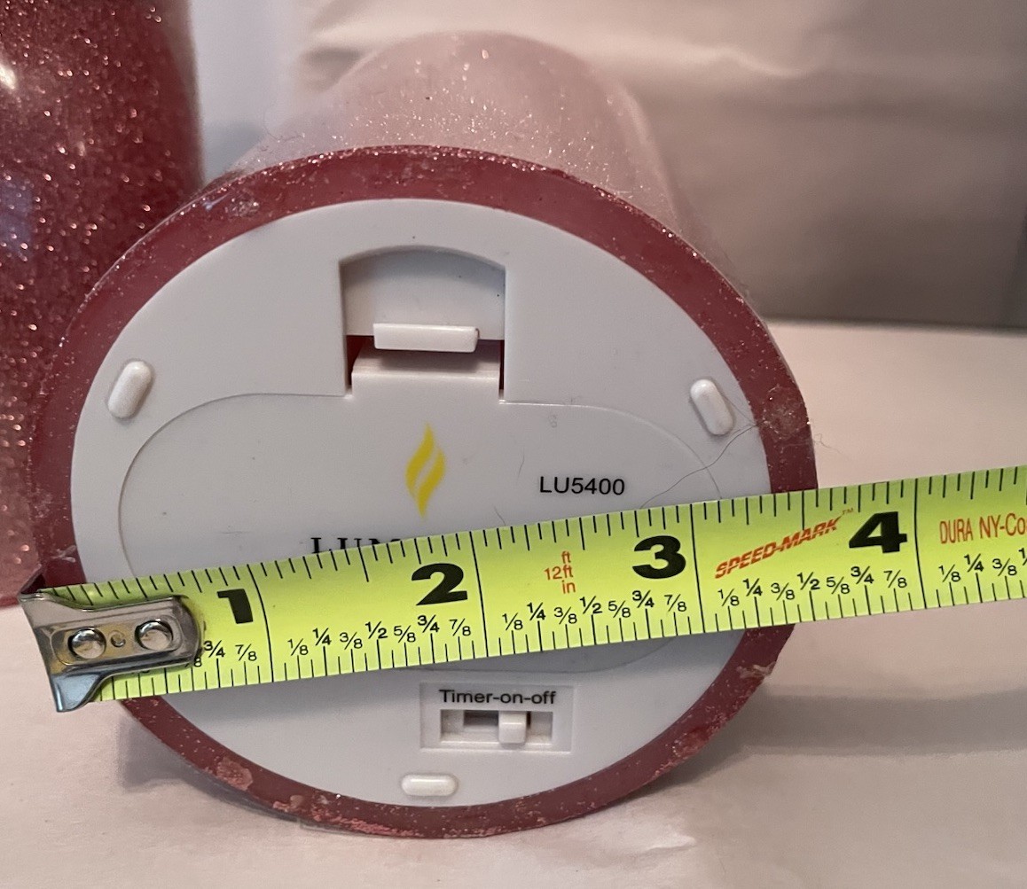 Luminara Flameless 5″ & 7″ Pink Glitter 2 pack Candle Set Timers and one remote