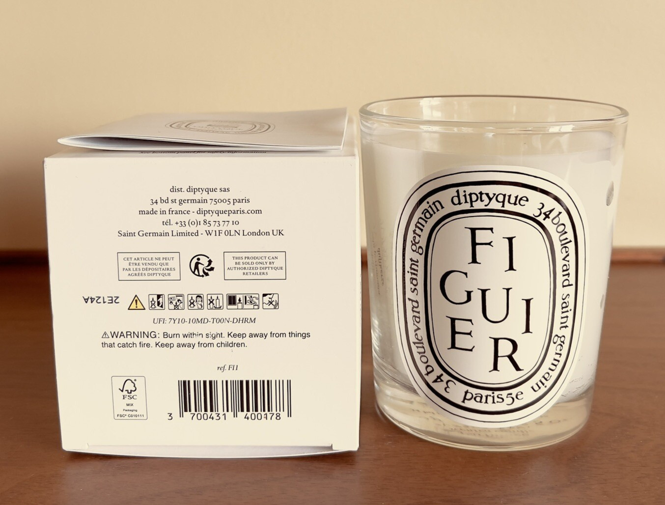 Diptyque Paris Bougie Parfumée Figuier Scented Candle 6.5 oz 190 g Open Box