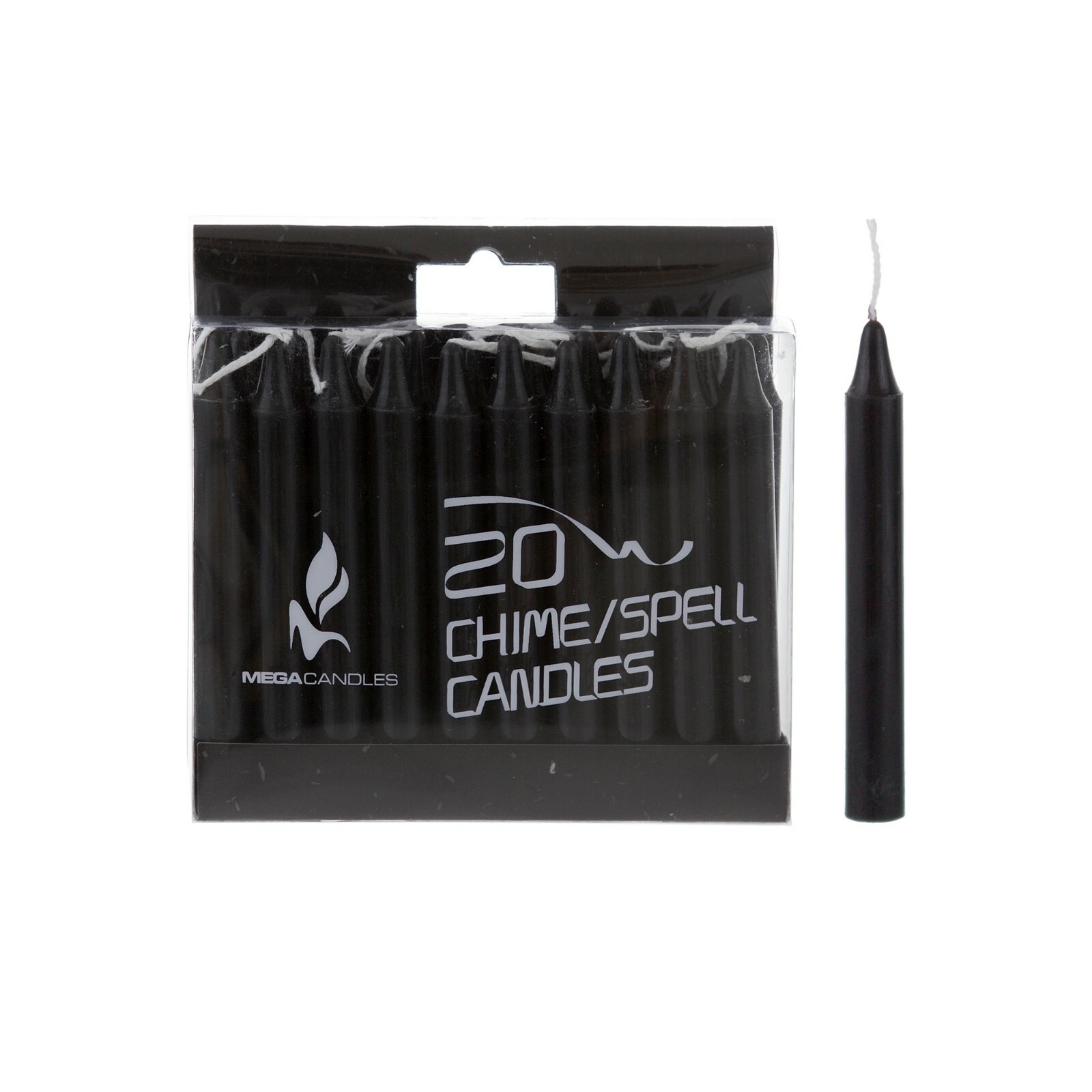 Mega Candles – Unscented 4″ Chime / Spell Taper Candles – Black, Set of 40