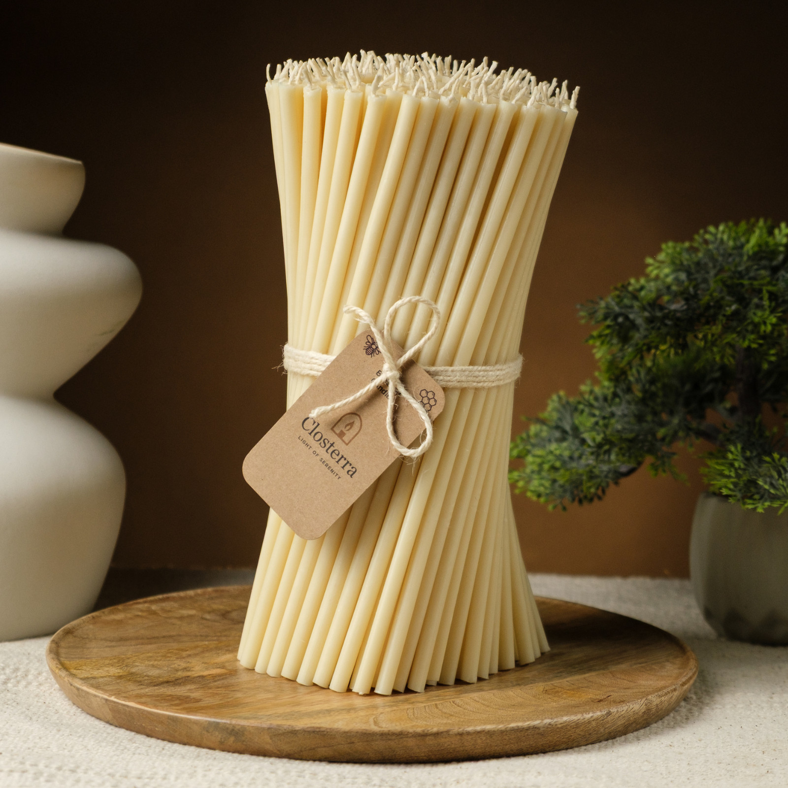 White Very Thin Beeswax Taper Candles 6.3″ x 0.2″ Church Orthodox (Pack 25-700)