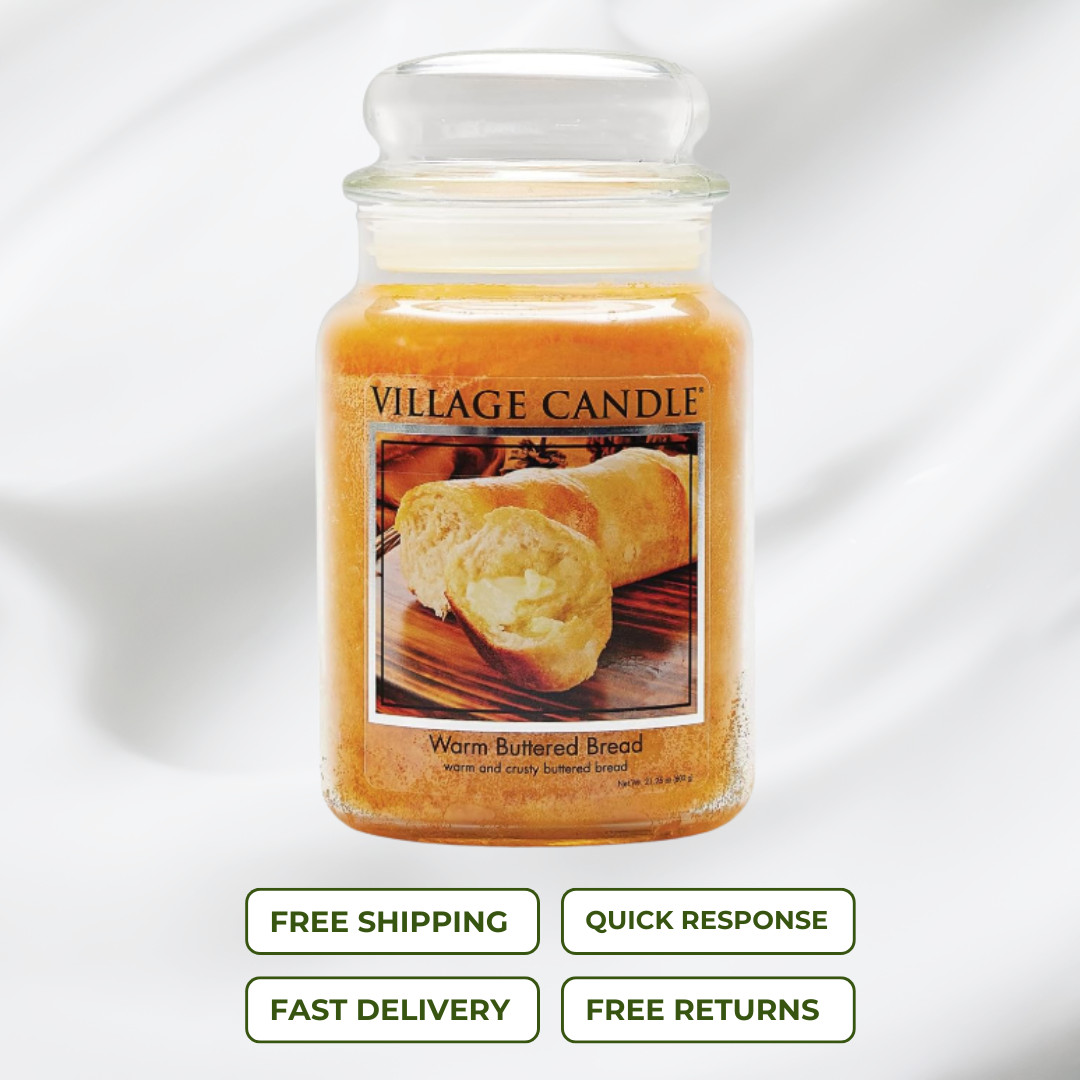 Village Candle Warm Buttered Bread 21.25 oz Large Jar Scented Candle Brown