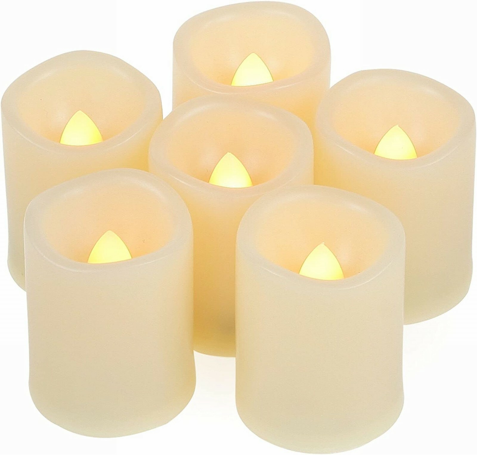 EcoGecko Set of 6 Indoor/Outdoor Votive Flameless LED Candles with Timer, 400 hr