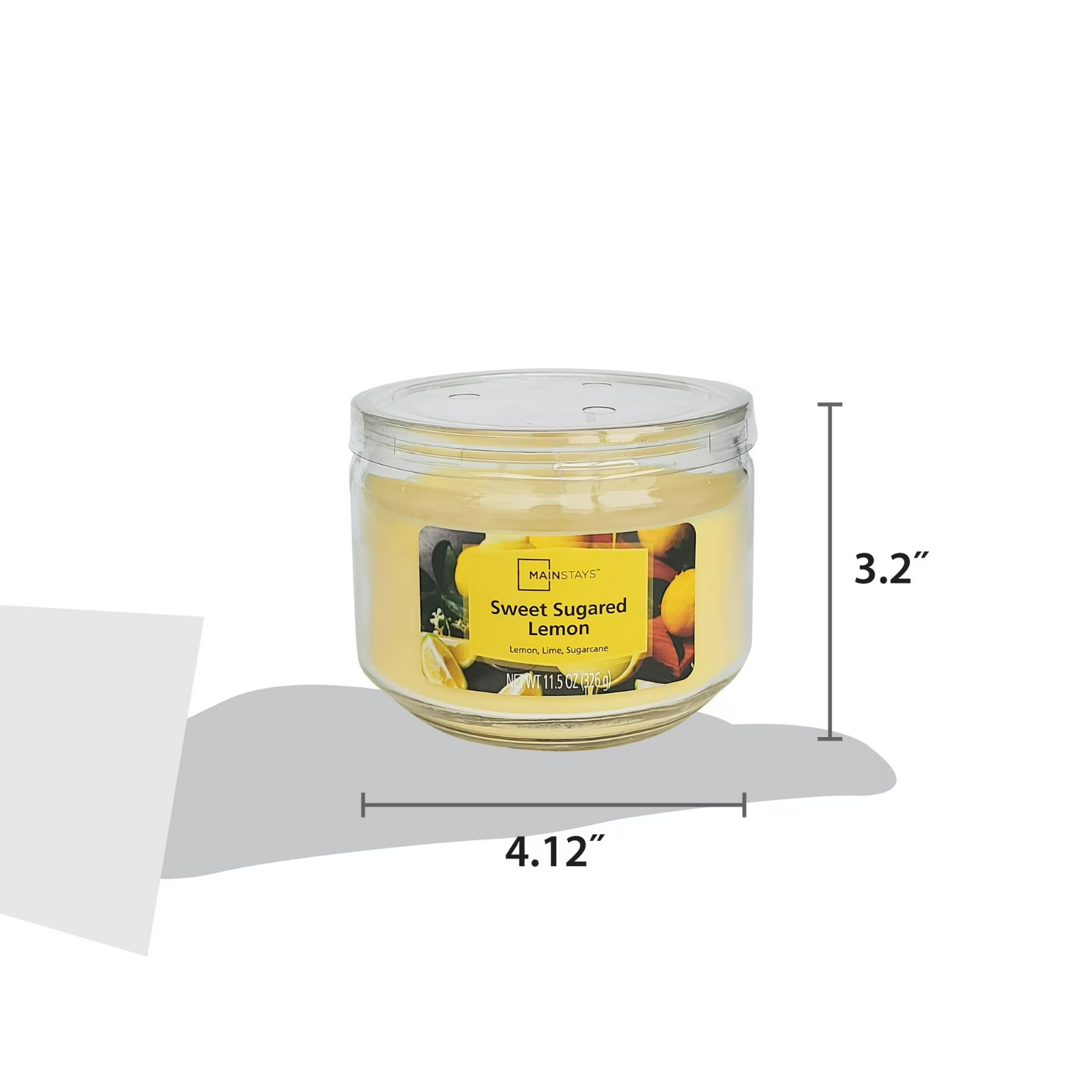 Pack of 2, 3-Wick Sweet Sugared Lemon Scented Glass Jar Candle, Yellow, 11.5 oz