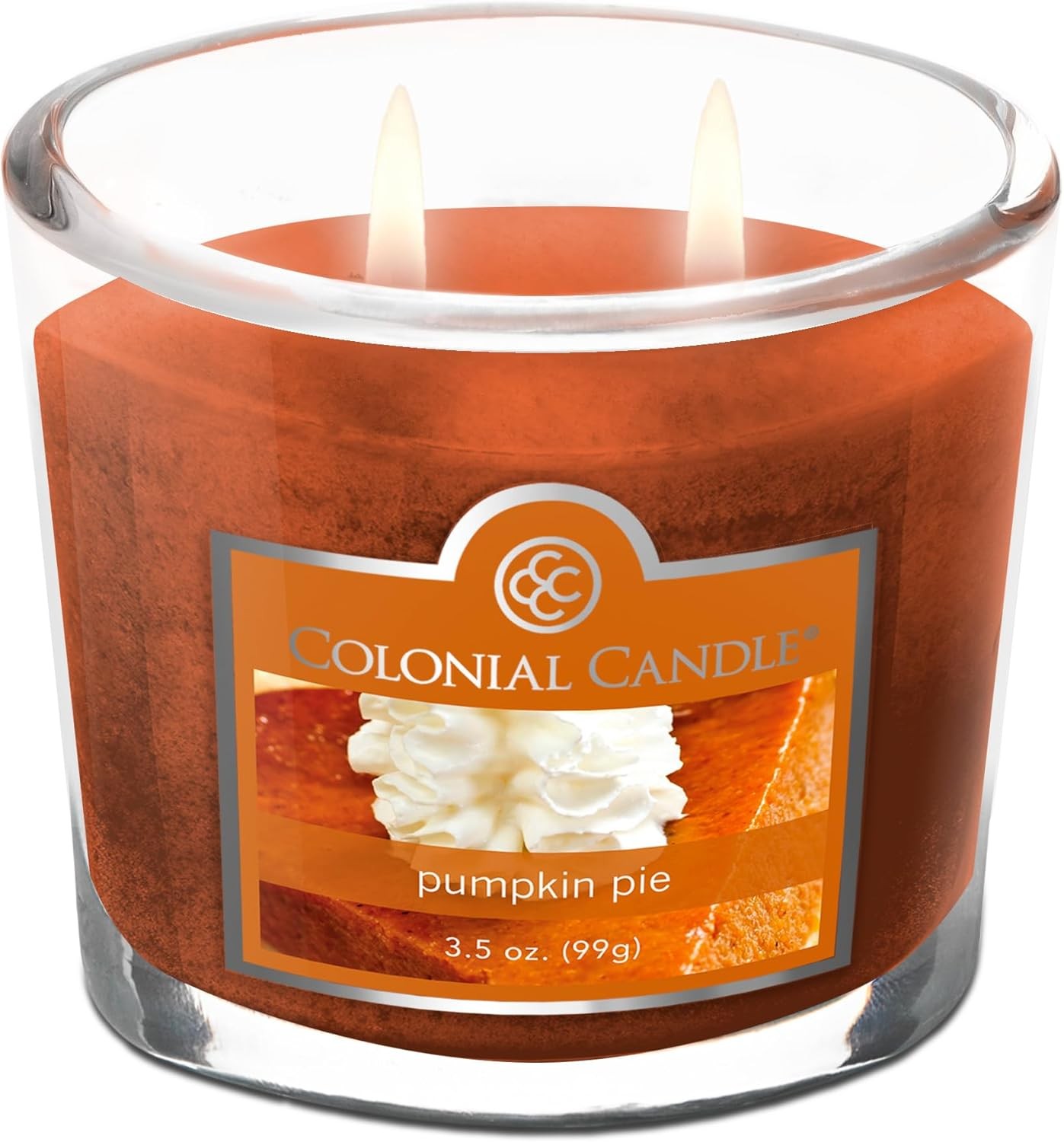 Colonial Candle Pumpkin Pie Scented Jar Candle, 2 Wick, 3.5 oz, Mottled Wax Cand