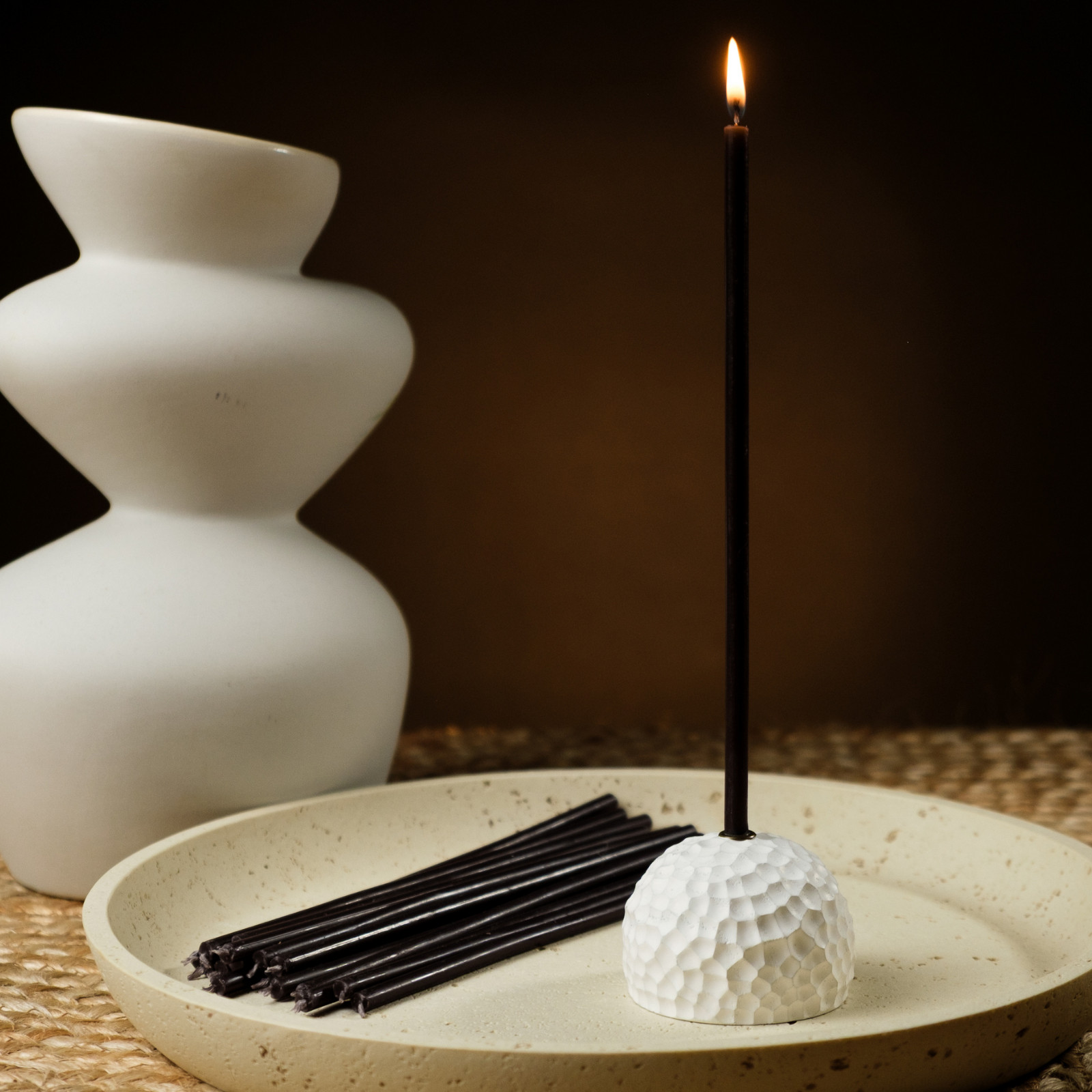Black Beeswax Taper Candles 6.3″ Thin Taper 0.2″ Church Orthodox (25-700) Pack