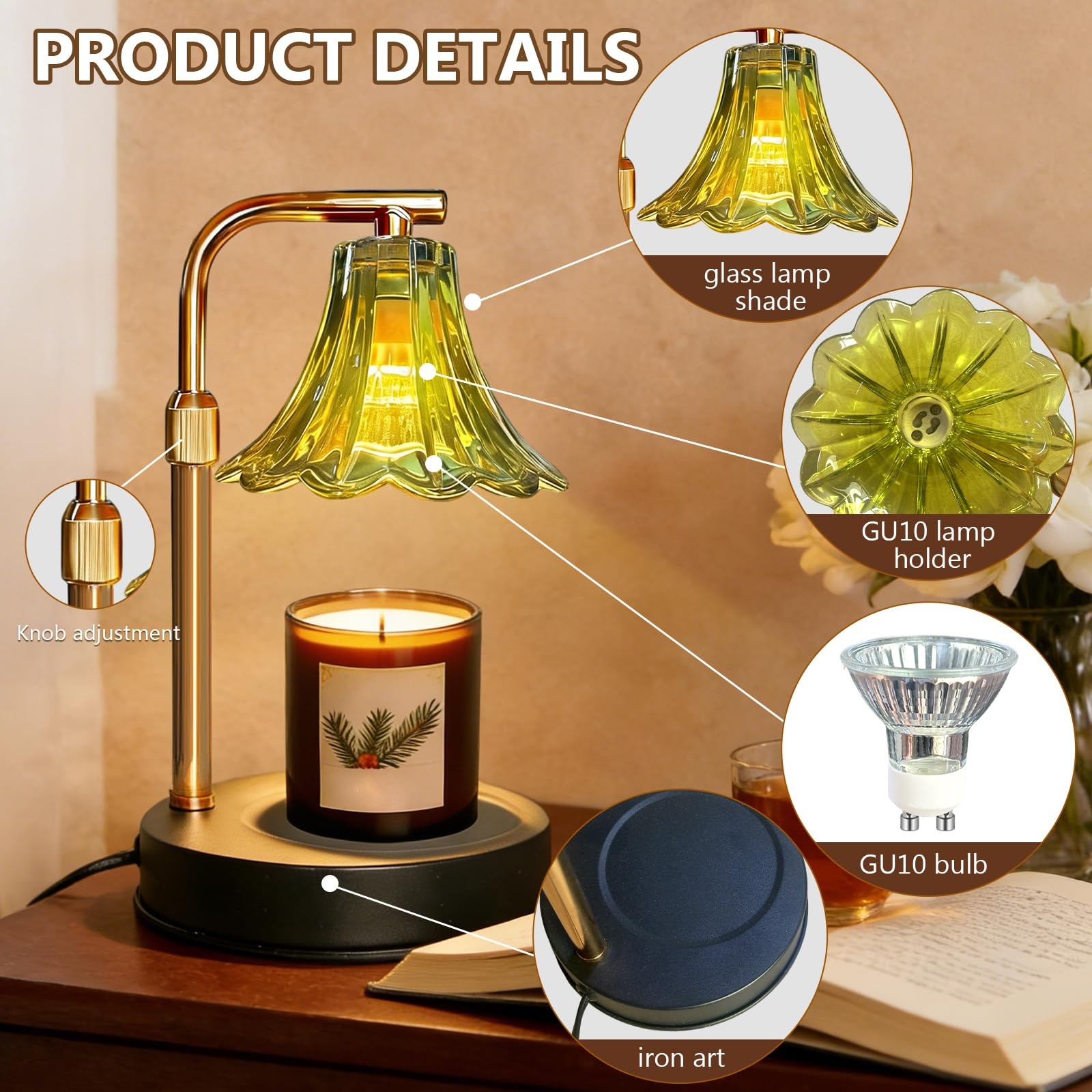 2-pack Dimmable Wax Warmer Lamp, Flameless Melting Wax Lamp Adjustable Bright…