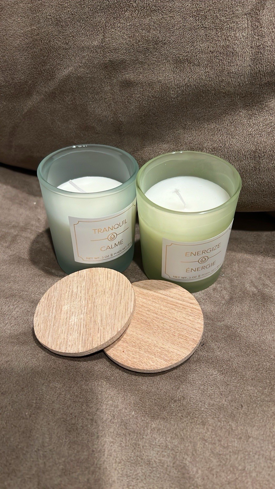 Greenbrier Int’l 2-Pack Mini Scented Glass Jar Candles w/ Wooden Lids