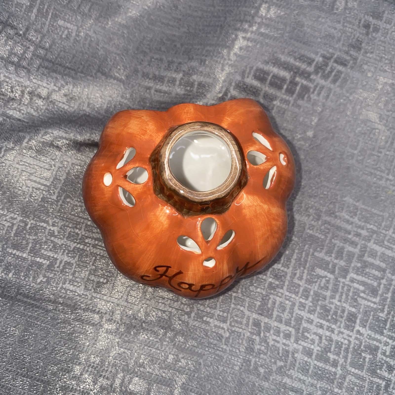 Yankee Candle HAPPY HARVEST PUMPKIN TEALIGHT HOLDER Fall Autumn Halloween EUC