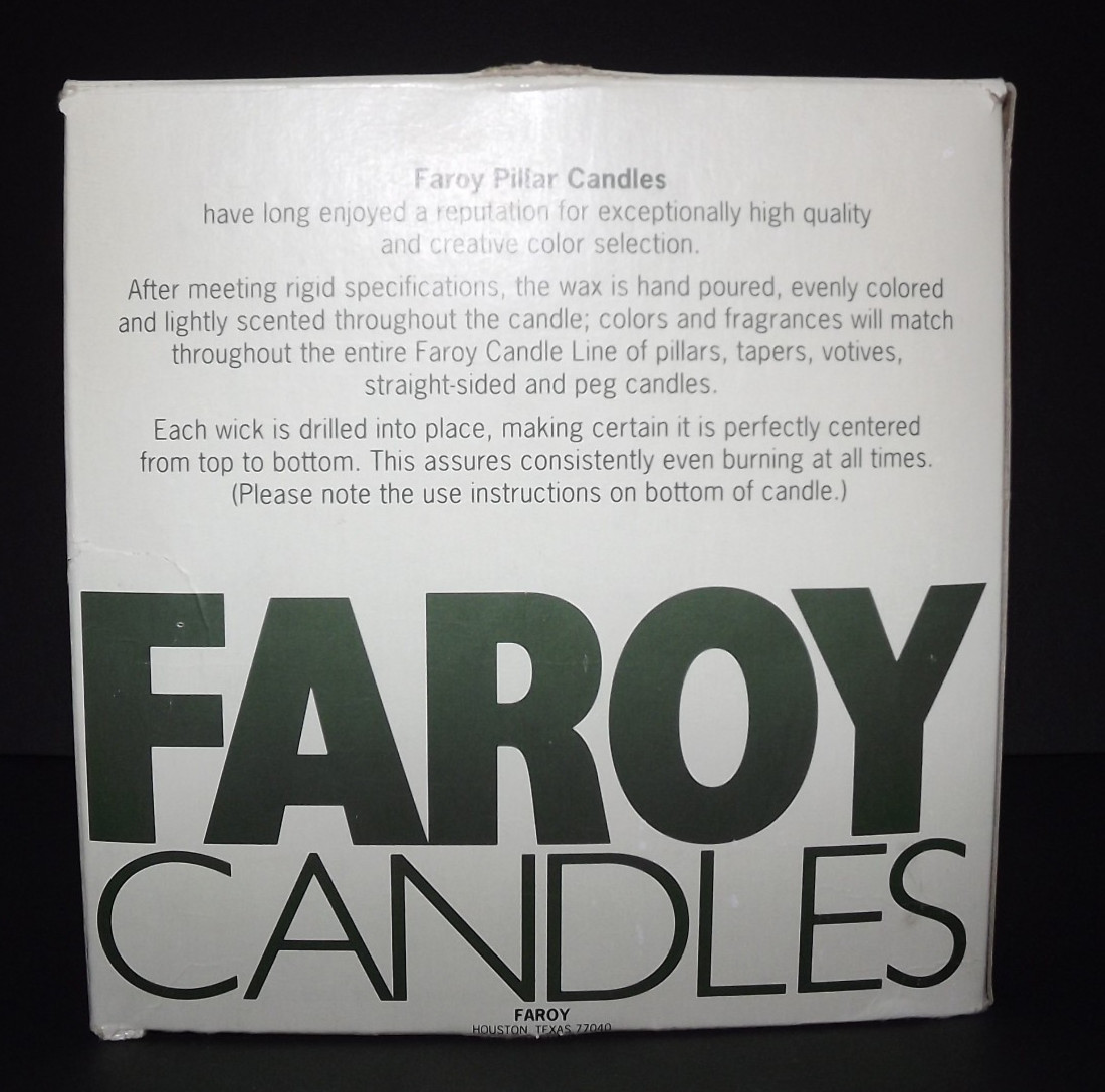 FAROY 3 Wick Pillar Candle 6″ x 6″ White Vanilla Scented New In Original Box
