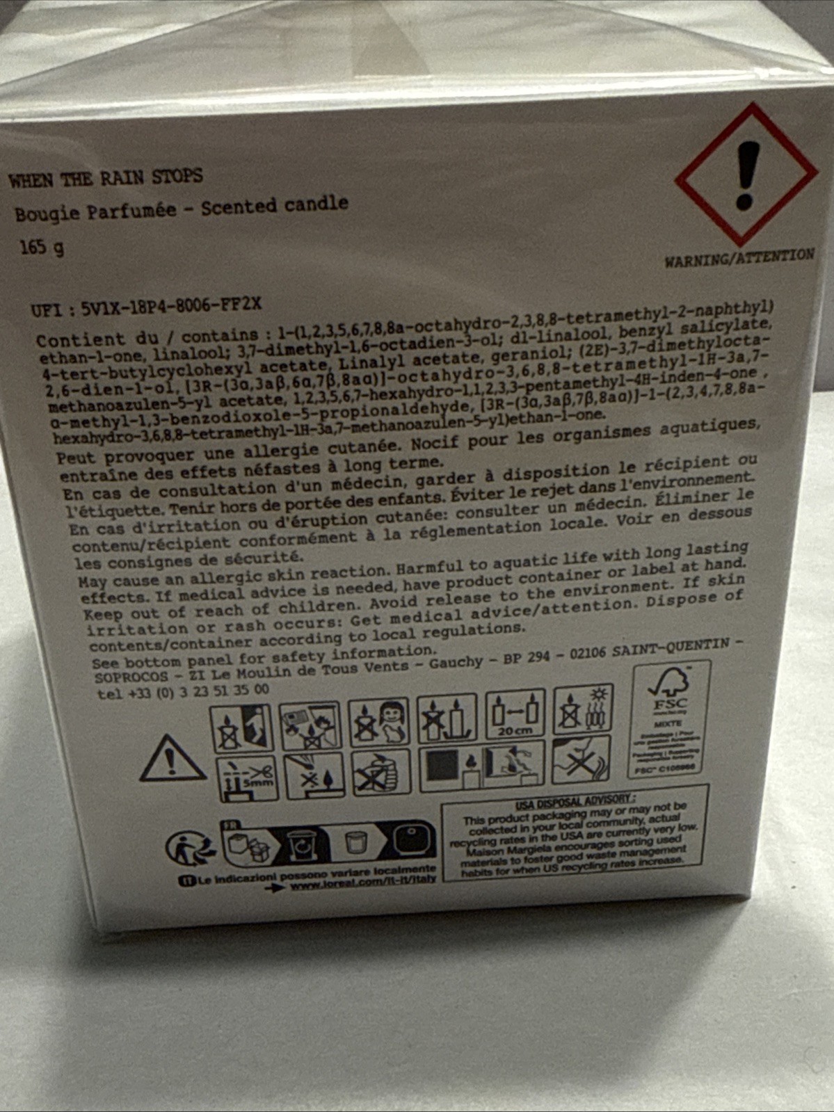 Maison Margiela REPLICA ~When The Rain Stops ~ Candle 5.8 oz (165g) New Sealed
