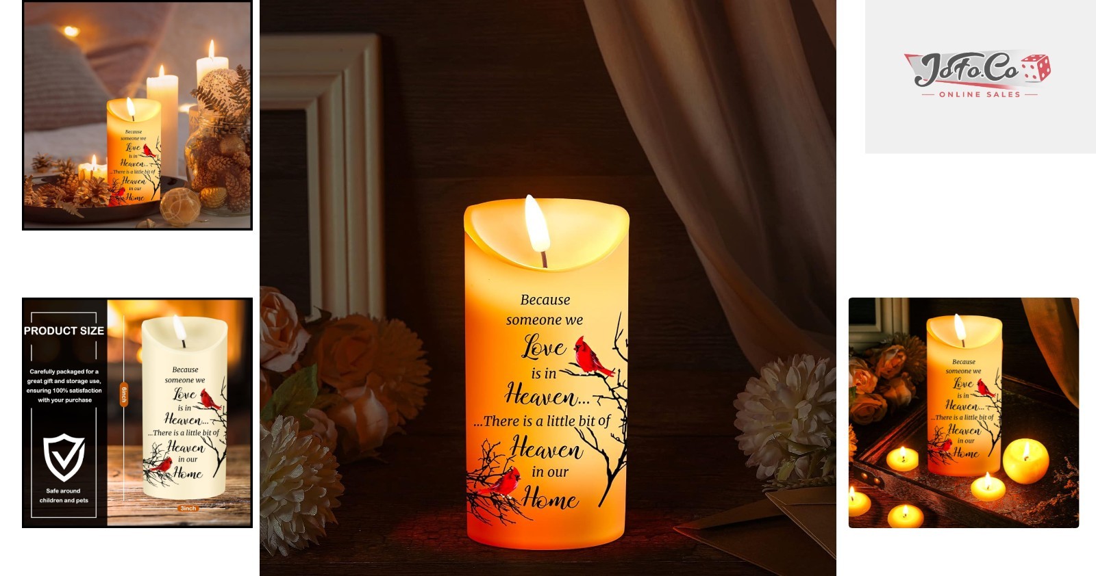 Portable Touch-Control LED Cardinal Candle – Comfort Gift for Loss of Loved One