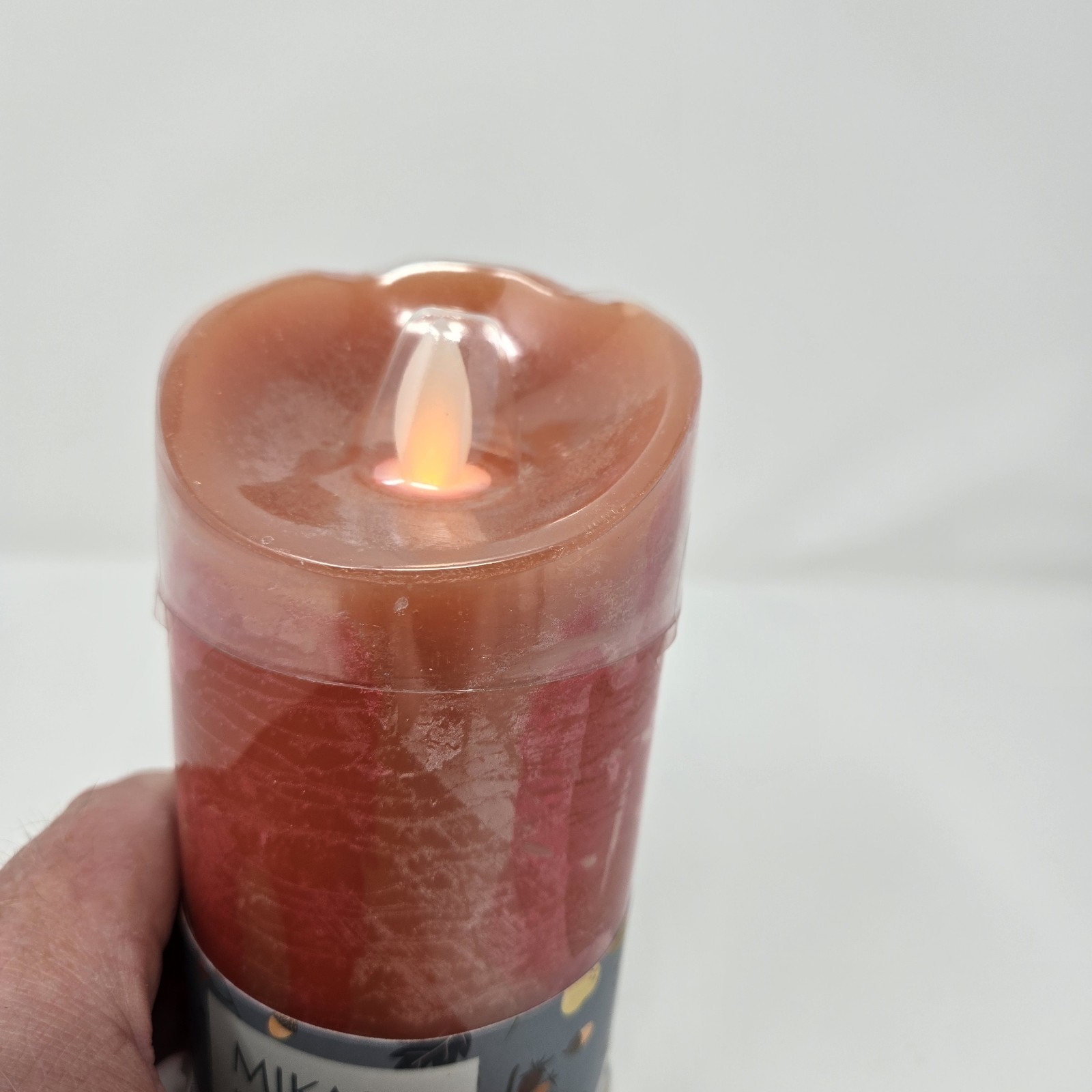 Mikasa Flameless LED Dancing Flame Pillar Candle Pumpkin Wax Battery Operated