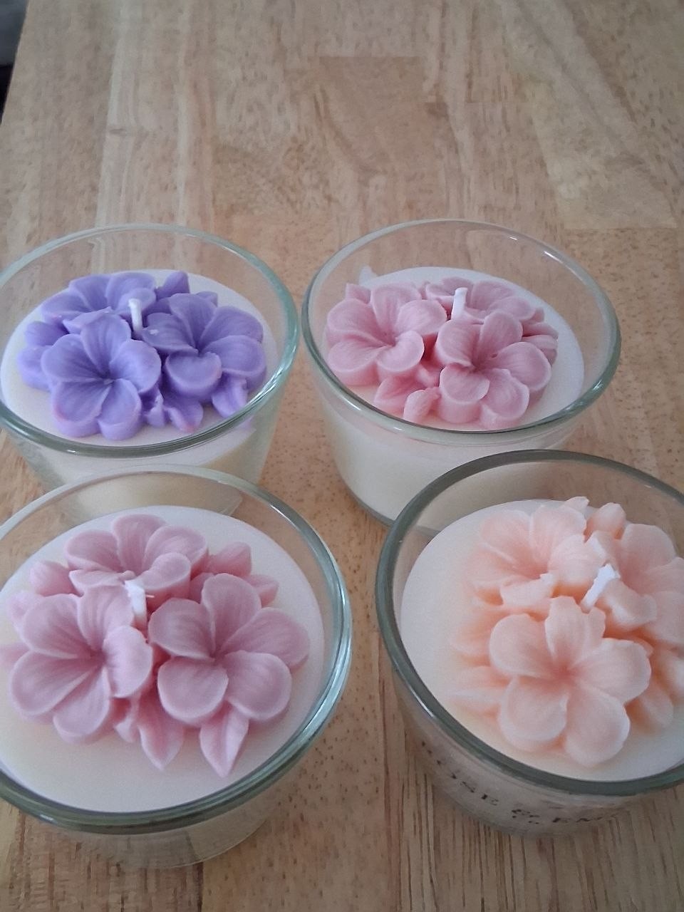 Handmade Soy Wax Candle Hydrangea Flower Top Glass Cup Home Decor Gift for Her
