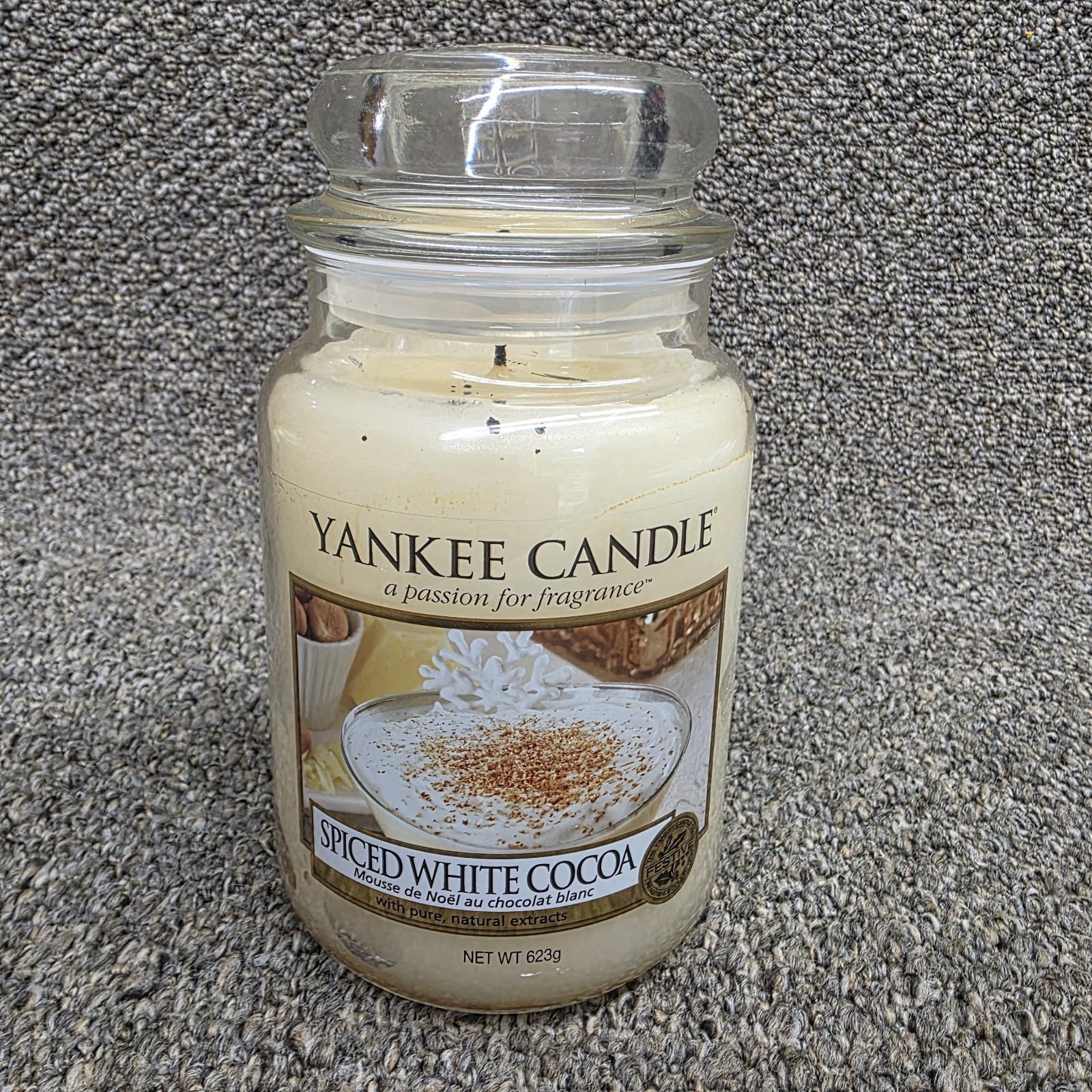 Yankee Candle Spiced White Cocoa 623g Large Rare Hard To Find ( Barely Used)