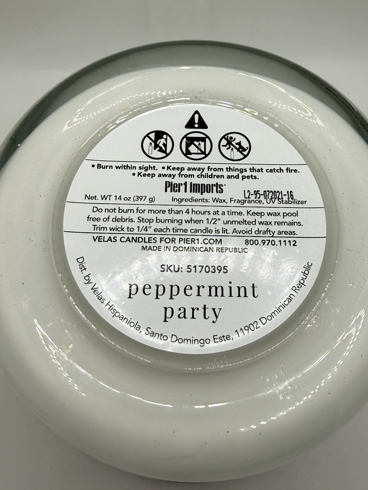 ~NEW~ UNBURNED Pier 1 Imports 3 Wick Candle Scented Peppermint Party Glass 14oz.
