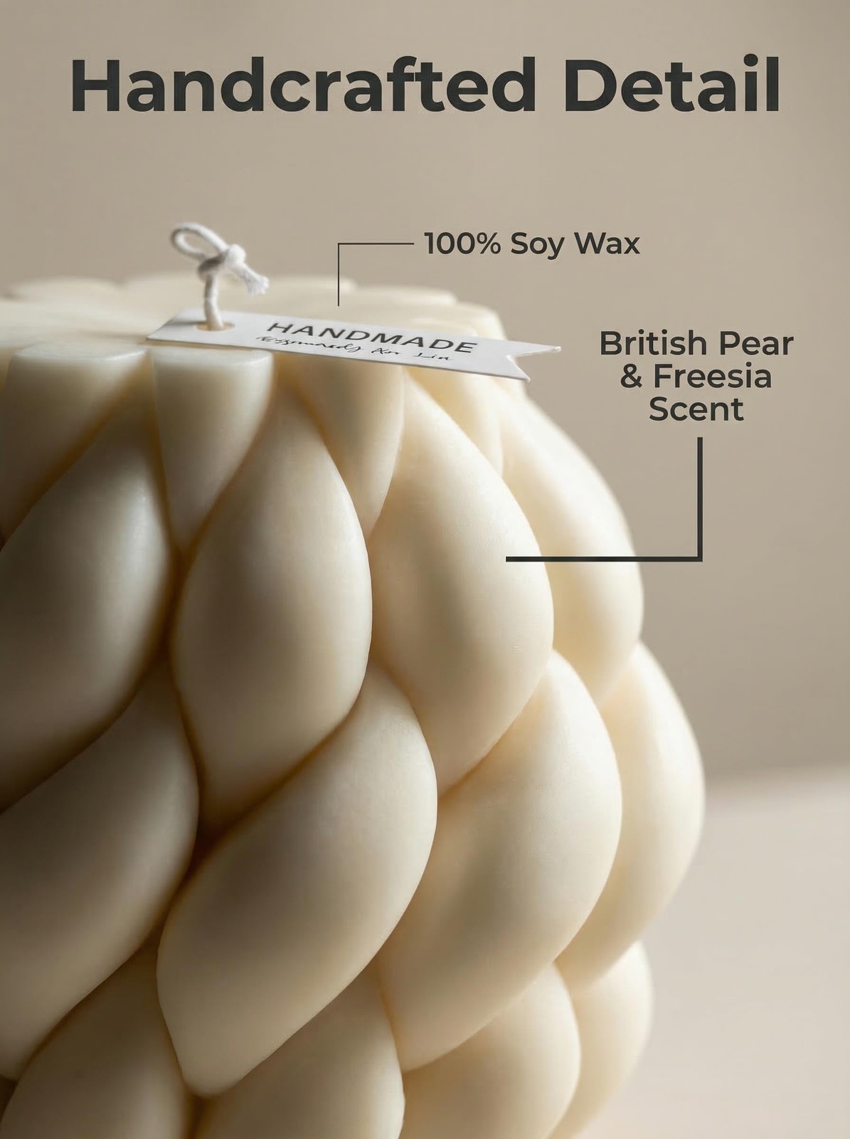 Knot Ball Soy Wax Candle- Large Handmade Pillar Scented Elegant Bubble Aesthe…