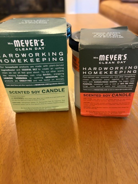 MRS MEYERS CANDLES IOWA PINE AND PUMPKIN. THIS INCLUDE BOTH CANDLES.