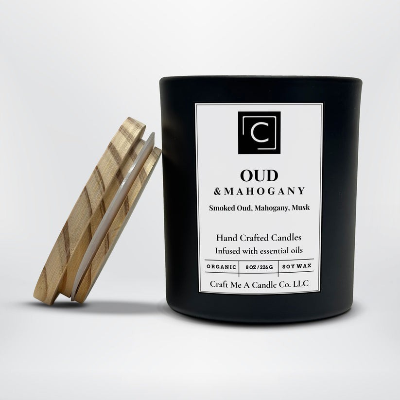 Oud & Mahogany Scented Candle – Smoked Oud, Mahogany, Musk | Round Jar Candles