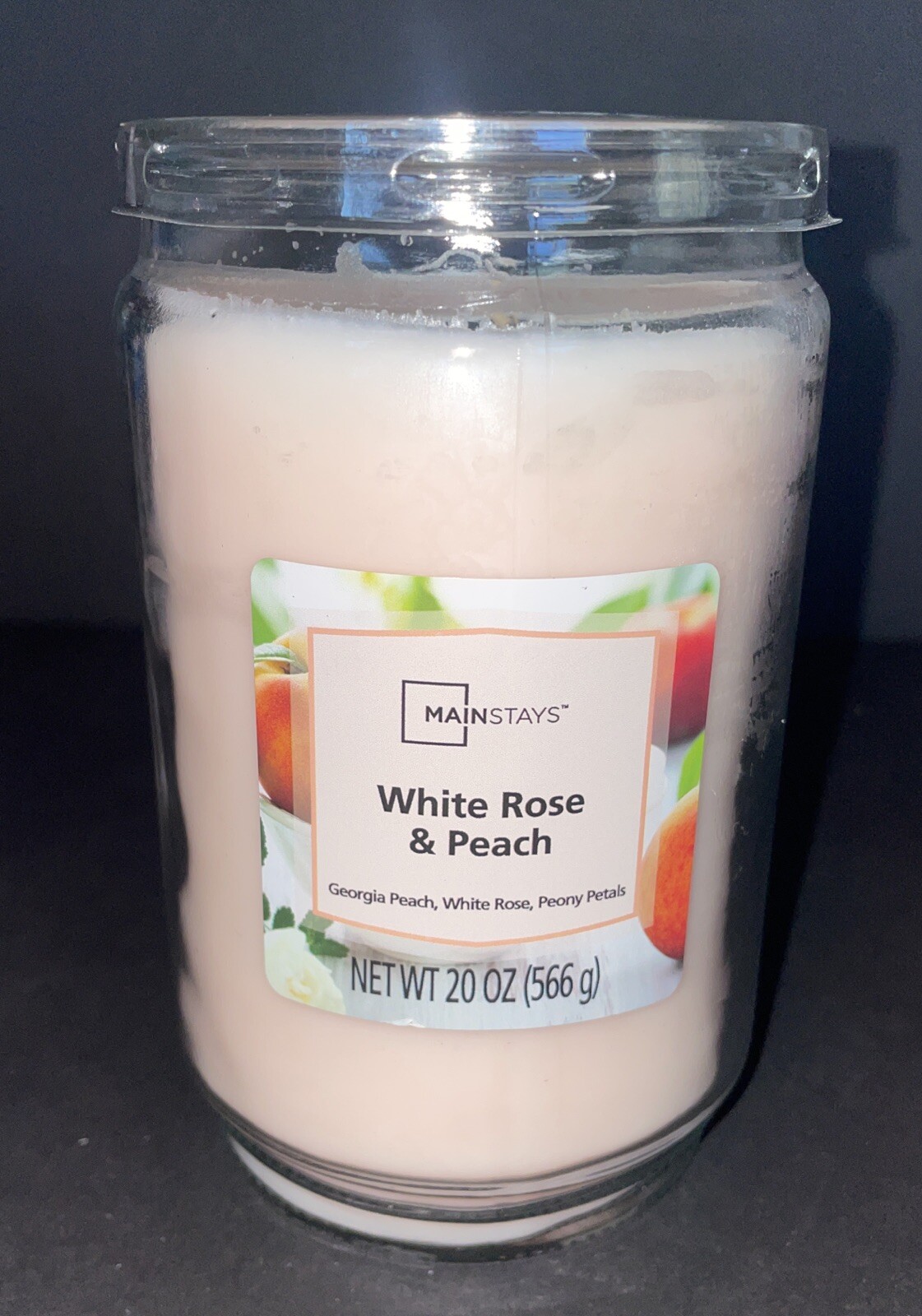 Mainstays WHITE ROSE & PEACH 20 oz. Jar Candle