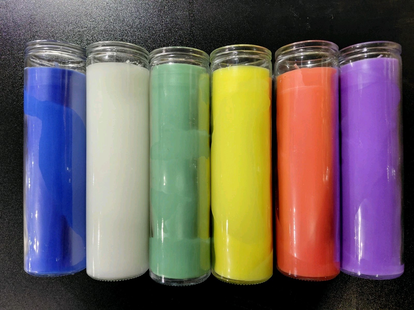 6 Pack ASSORTED 7 Day Prayer Candles in Glass Jars Unscented Long Burning Vigil