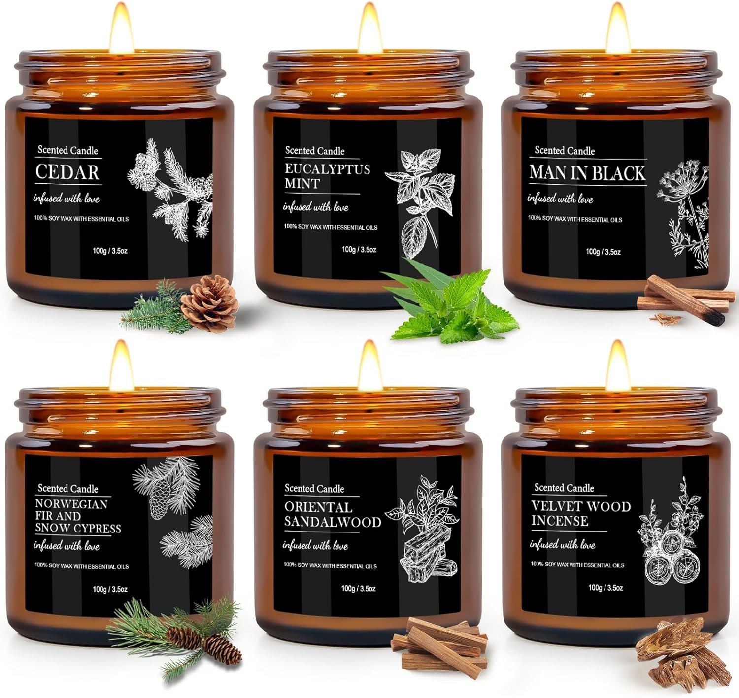 Scented Candles for Men | 6 Pack Candles for Home Scented, 150 Hour Burn Time…