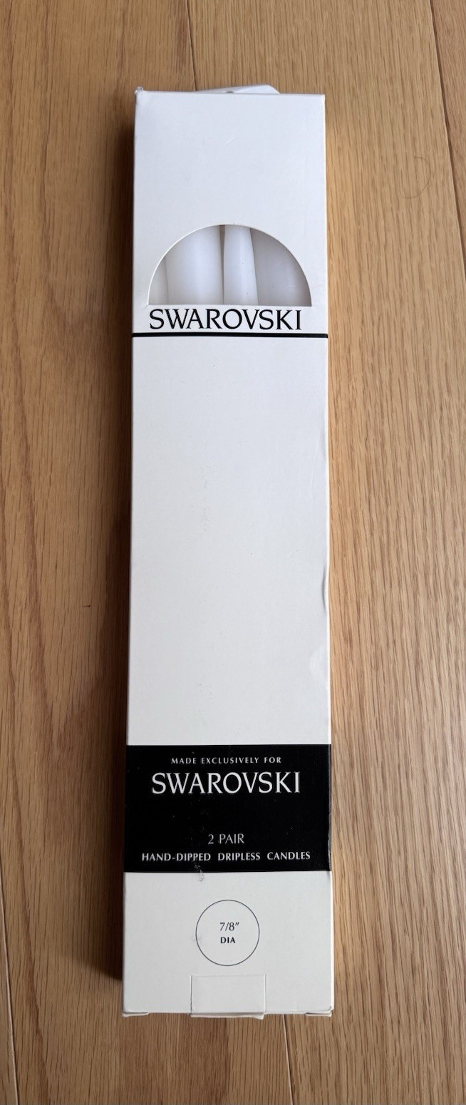 Swarovski Hand-Dipped Dripless White Taper Candles Size 3 13in 4pk