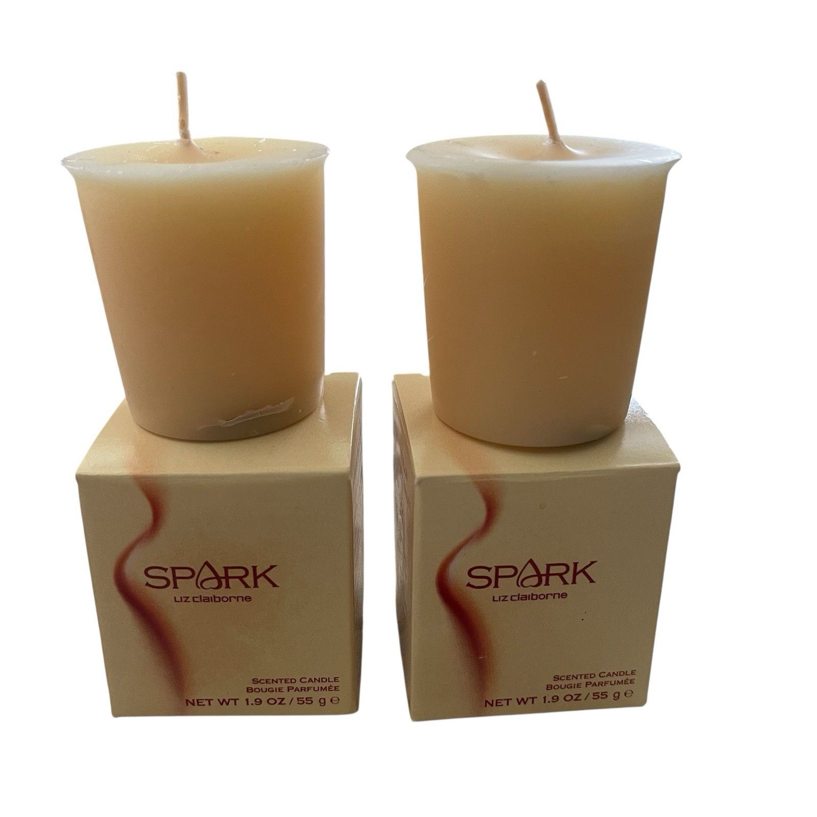 NEW Vintage Liz Claiborne SPARK Scented Candles Lot of 2 NOS 1.9 oz Boxed