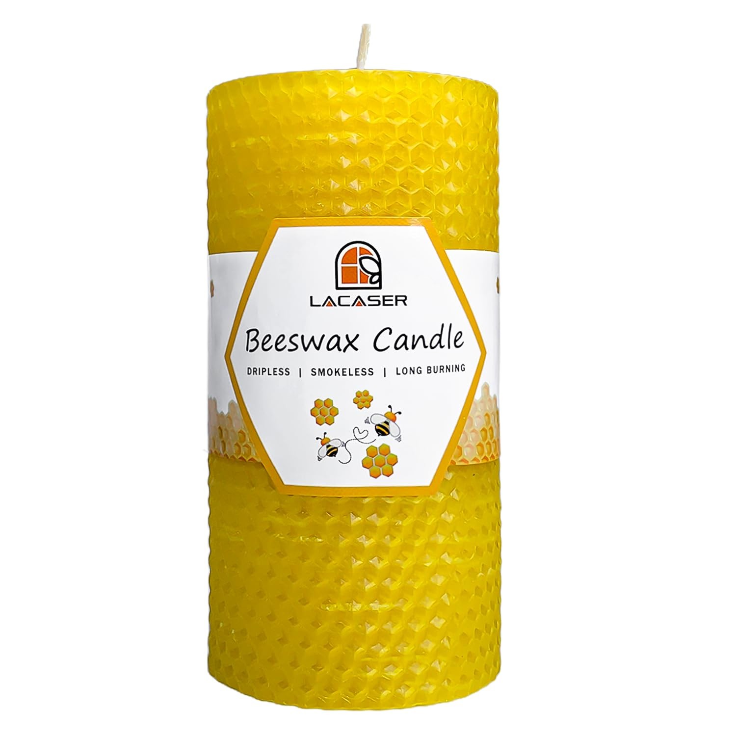 Large Beeswax Pillar Candles, Size 3″x6″, Natural Bees Wax Candle Handrolled …