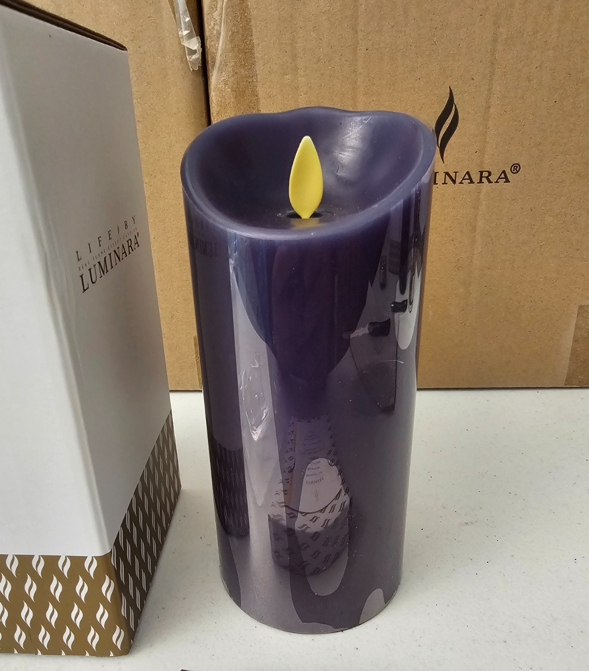 Navy Blue Luminara 3″ X 7″ Pillar Flameless Candle In Original Box