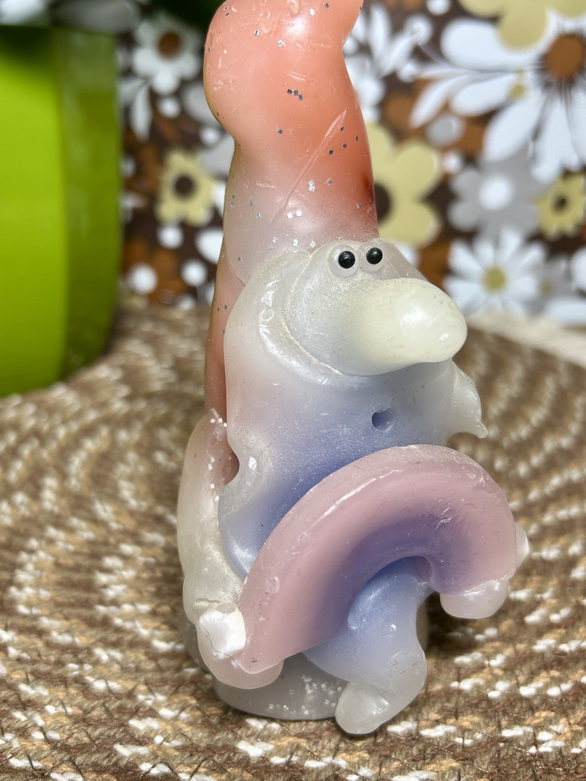 Vintage 90s Northern Lights Candle Wee Wizards Glitter Rainbow 6” EUC