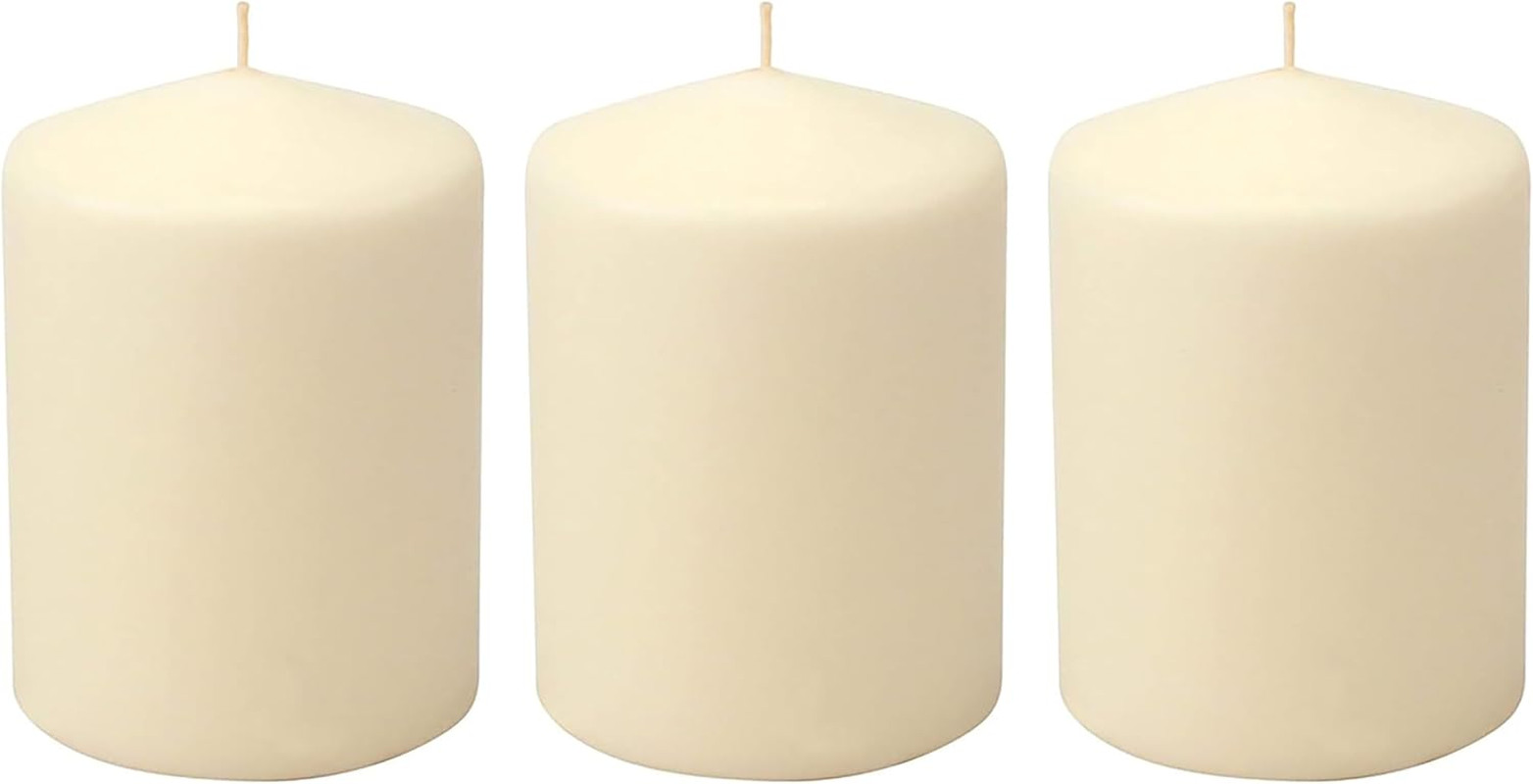 Unscented Pillar Candles – 35 Hour Burn Time, Long-Lasting Wax Candles for Weddi