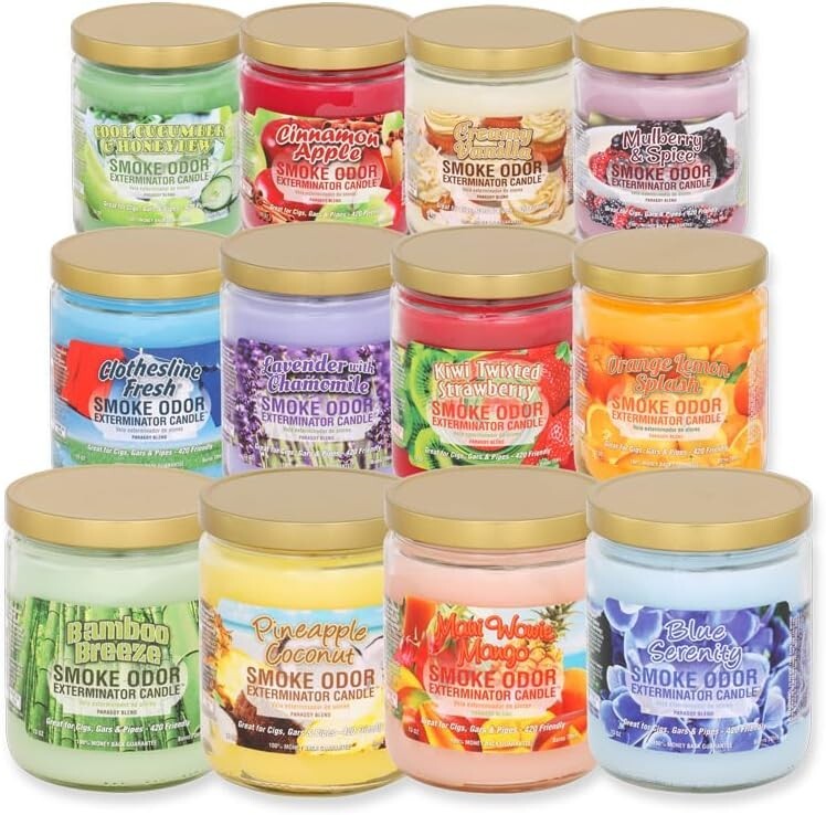 Bulk Smoke Odor Exterminator Candles Ultimate Smoke Elimination Case of 12 (M…