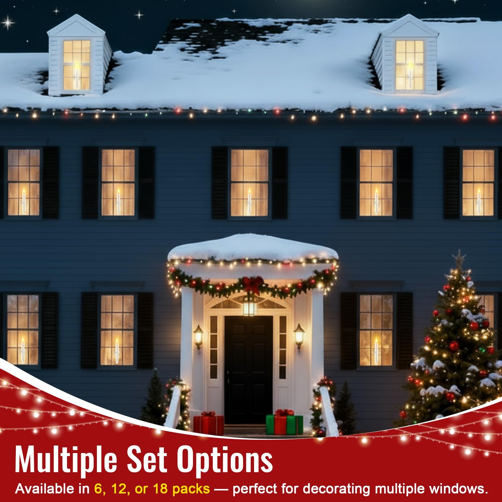 6 PCS LED Window Candle Dusk To Dawn Sensor Ivory Flameless Black Base
