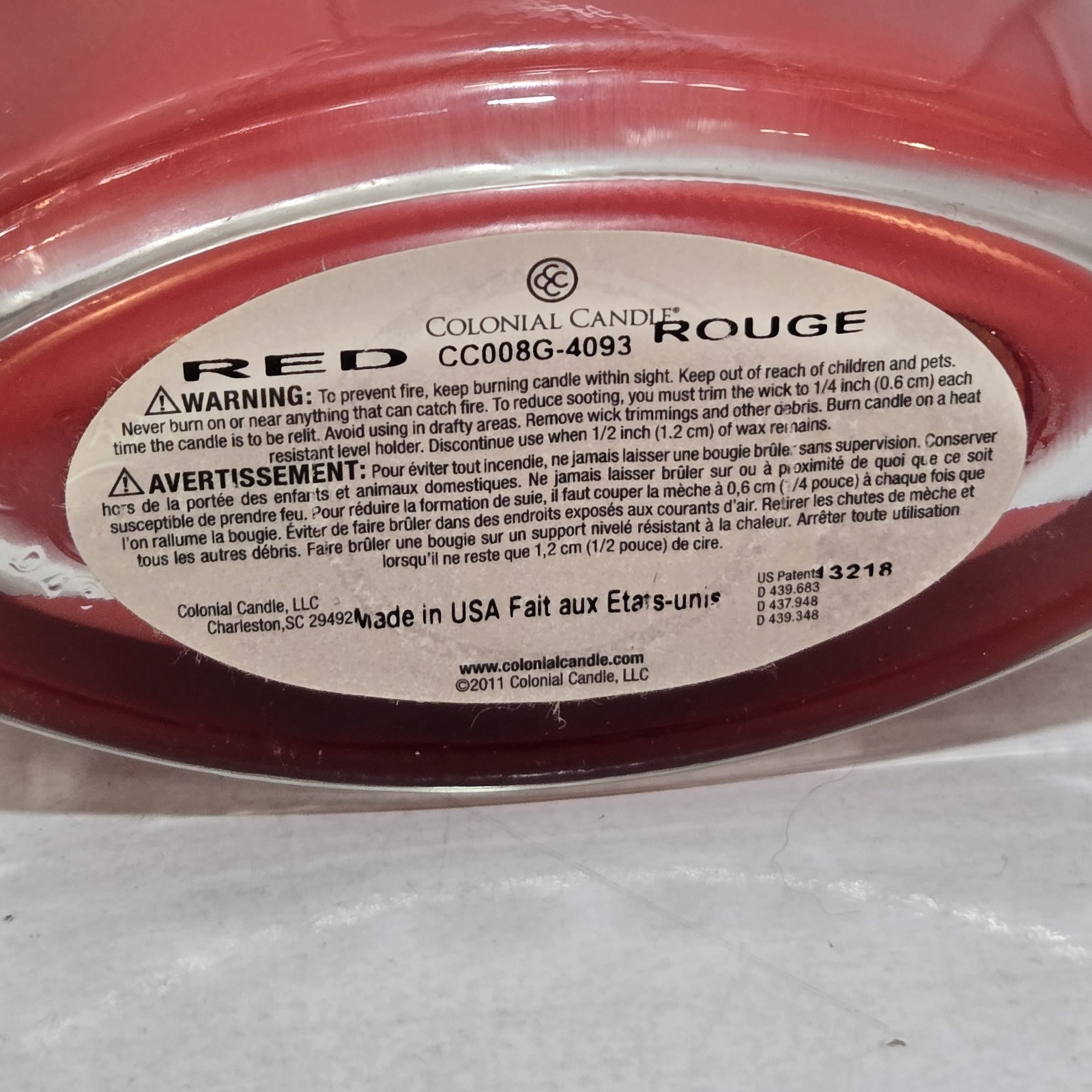 Colonial Candle 2 Wick “Red Rouge” 8oz Glass Oval Jar Holly Berry Scent Holiday